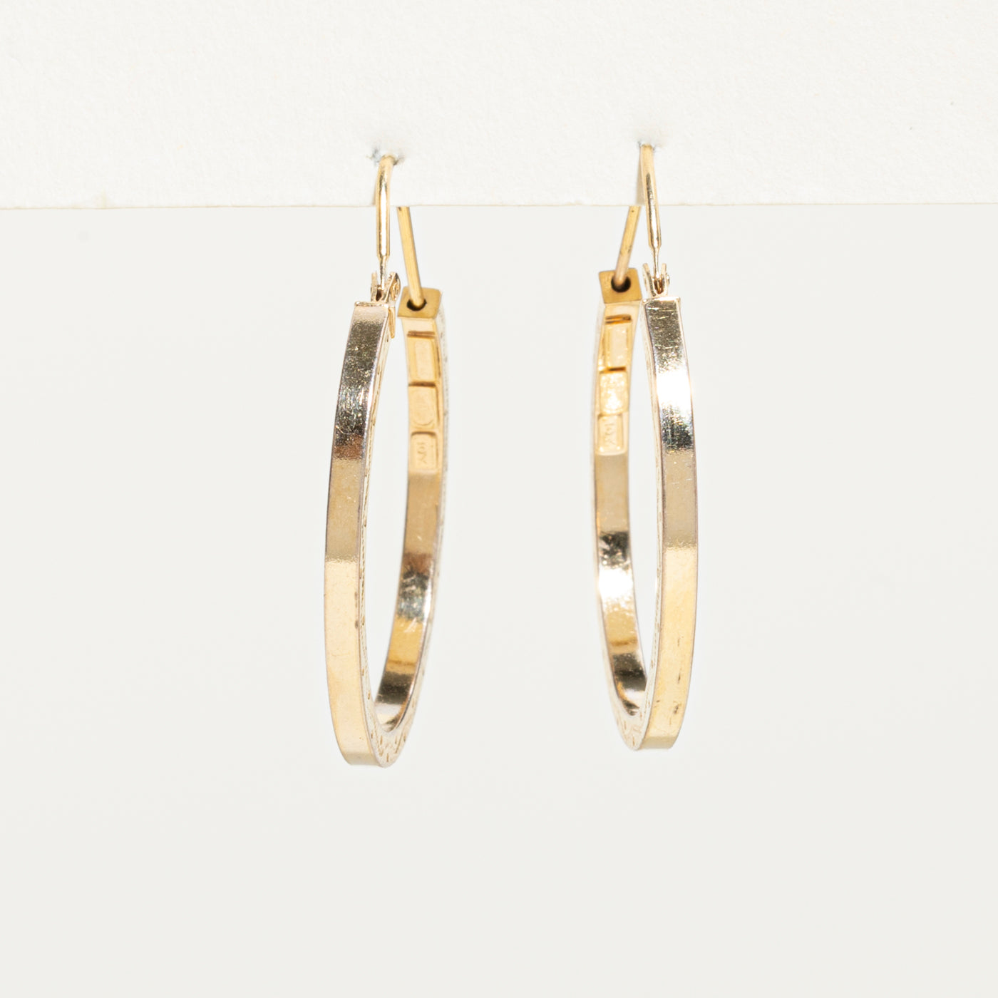 10k Yellow Gold Side Engraved Hoop Earrings