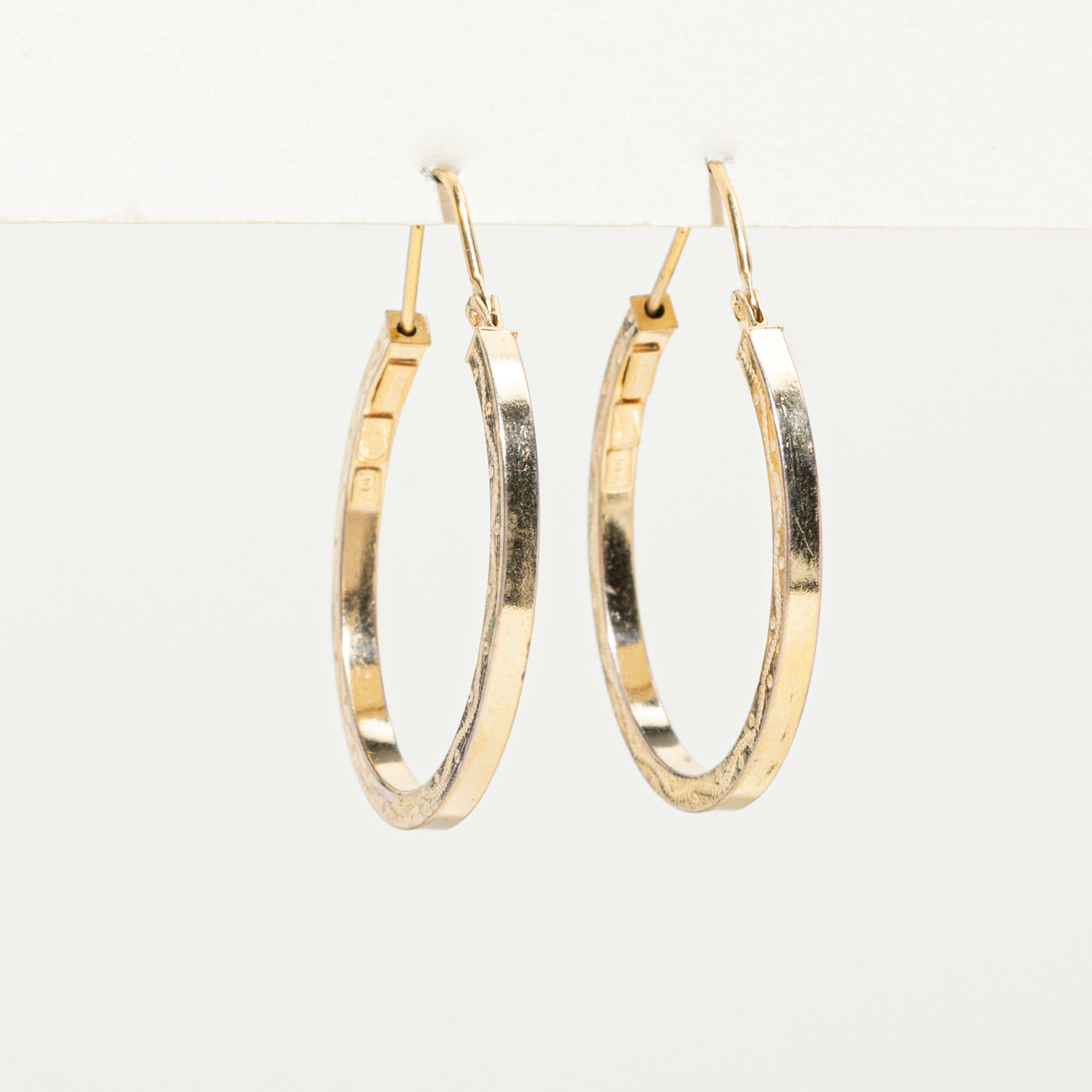 10k Yellow Gold Side Engraved Hoop Earrings