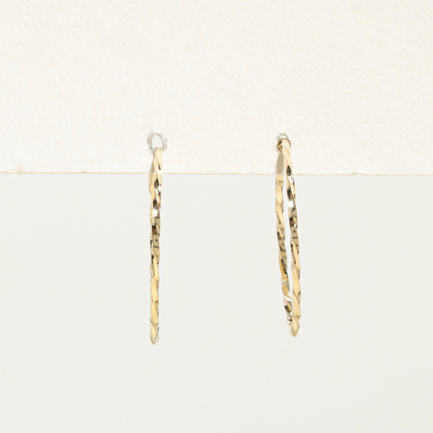14k Yellow Gold Thin Textured Hoop Earrings
