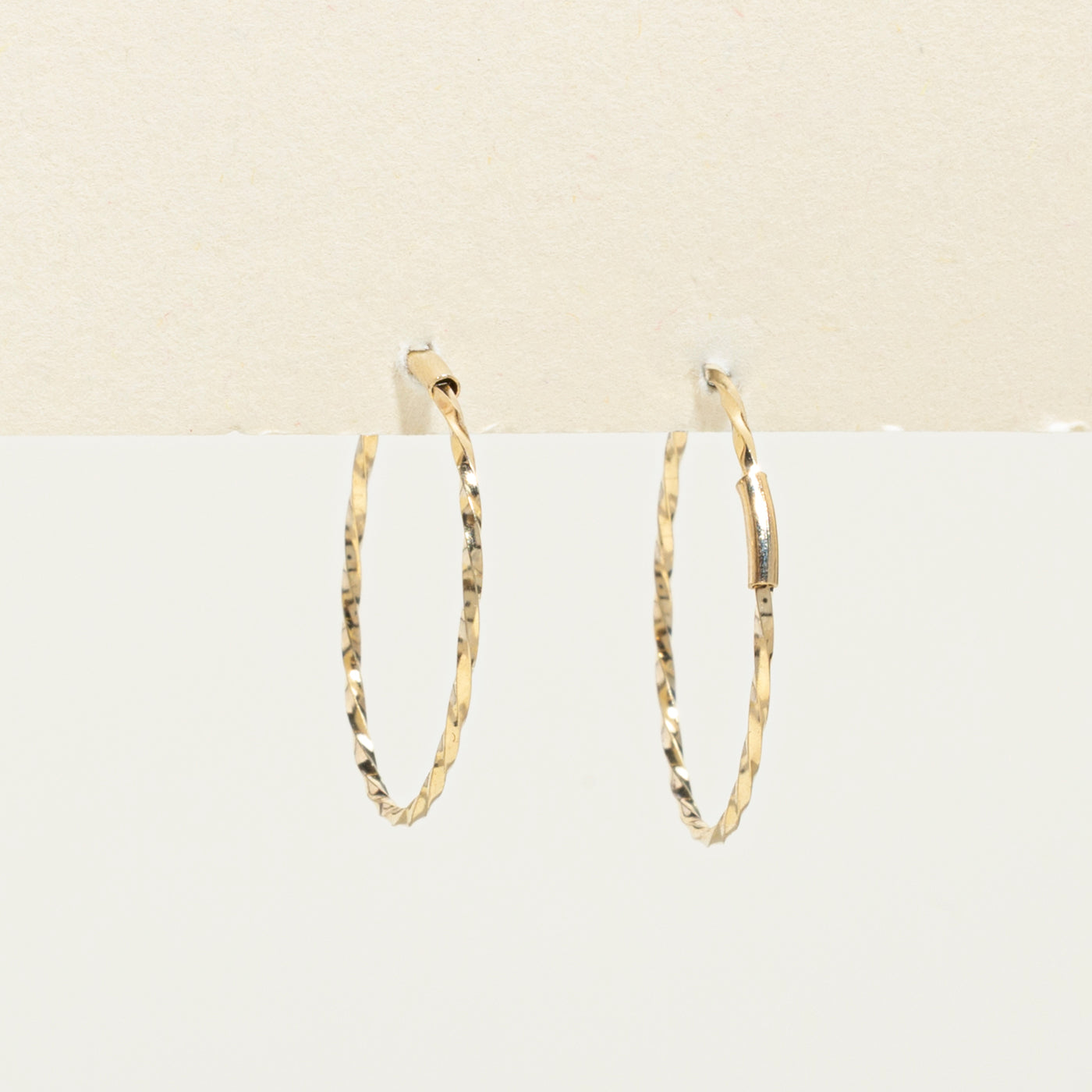 14k Yellow Gold Thin Textured Hoop Earrings