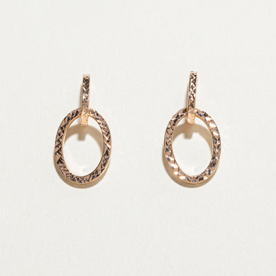 10k Rose Gold Oval Drop Earrings
