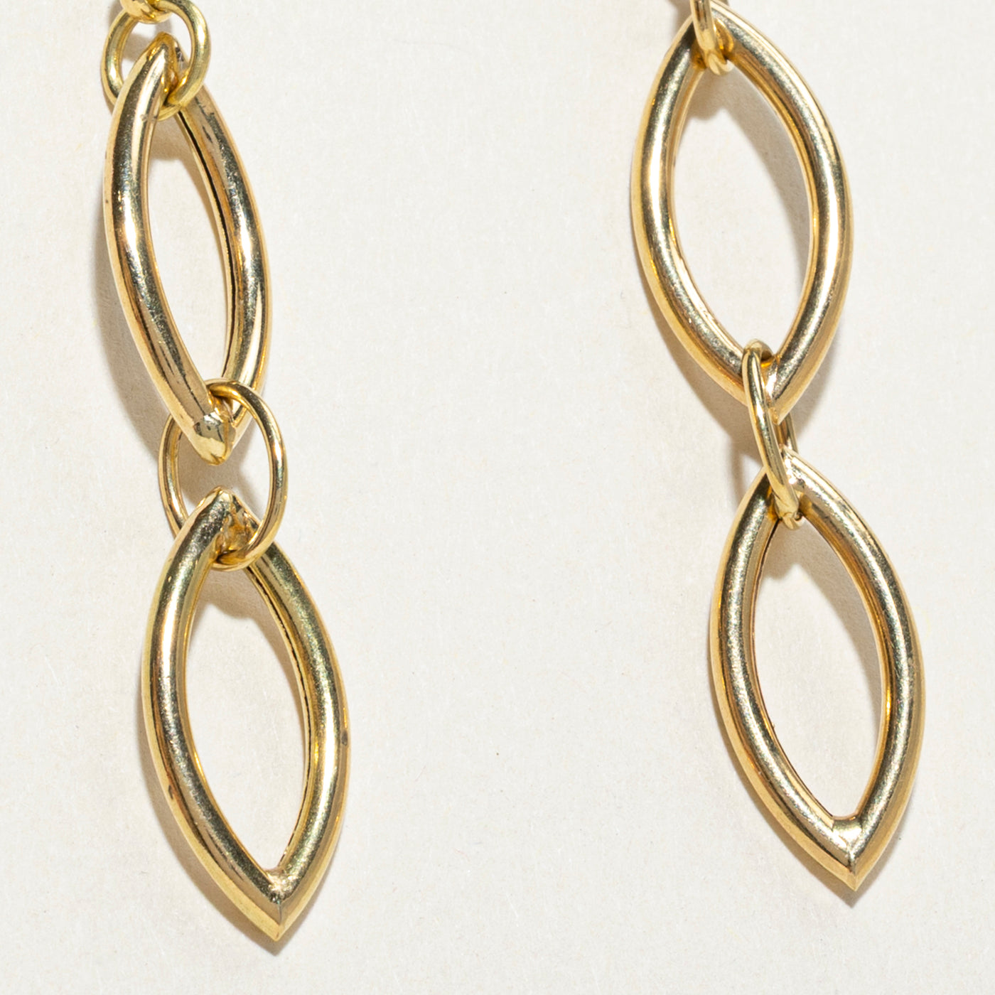 18k Yellow Gold Marquise Shaped Drop Earrings