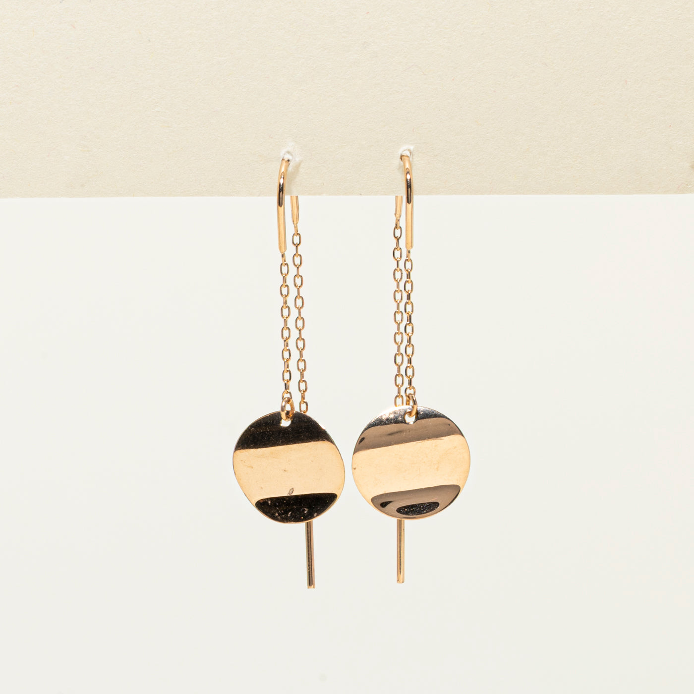 18k Rose Gold Plain Circle Threader Earrings