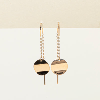 18k Rose Gold Plain Circle Threader Earrings