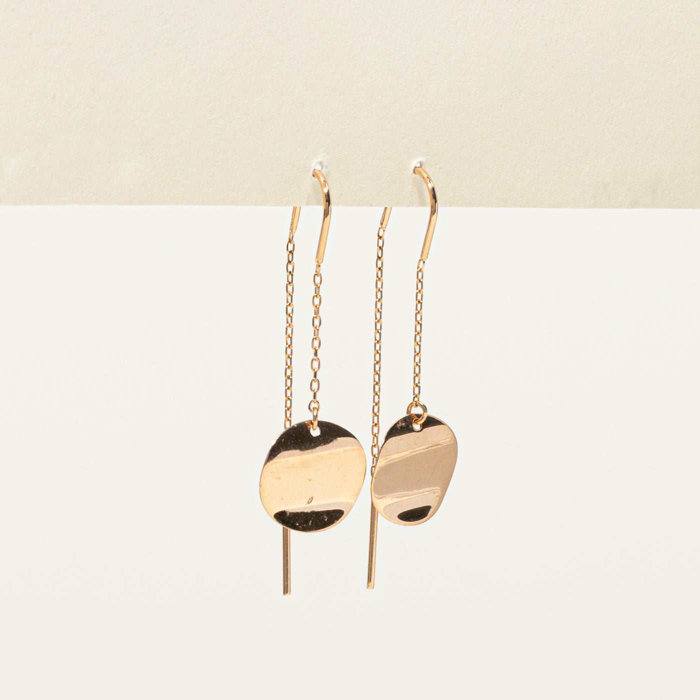 18k Rose Gold Plain Circle Threader Earrings