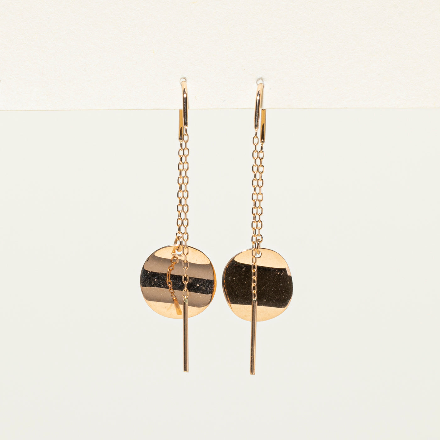 18k Rose Gold Plain Circle Threader Earrings