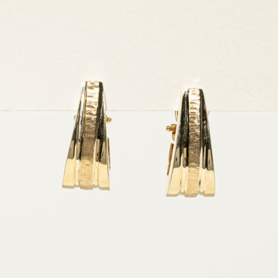 14k Yellow Gold Chunky Textured Hoop Earrings