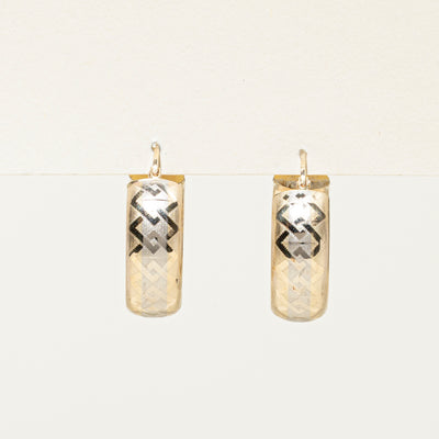 14k Yellow Gold Patterned Hoop Earrings