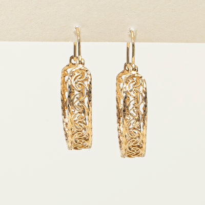 14k Yellow Gold Scrollwork Hoop Earrings
