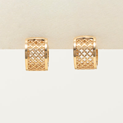18k Rose Gold Lattice Huggie Earrings