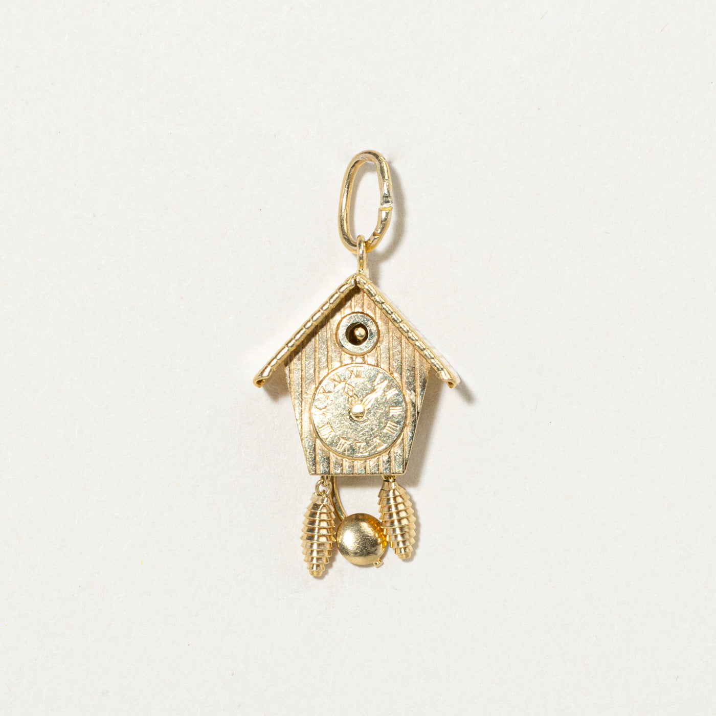 18k Yellow Gold Bird House Clock Charm