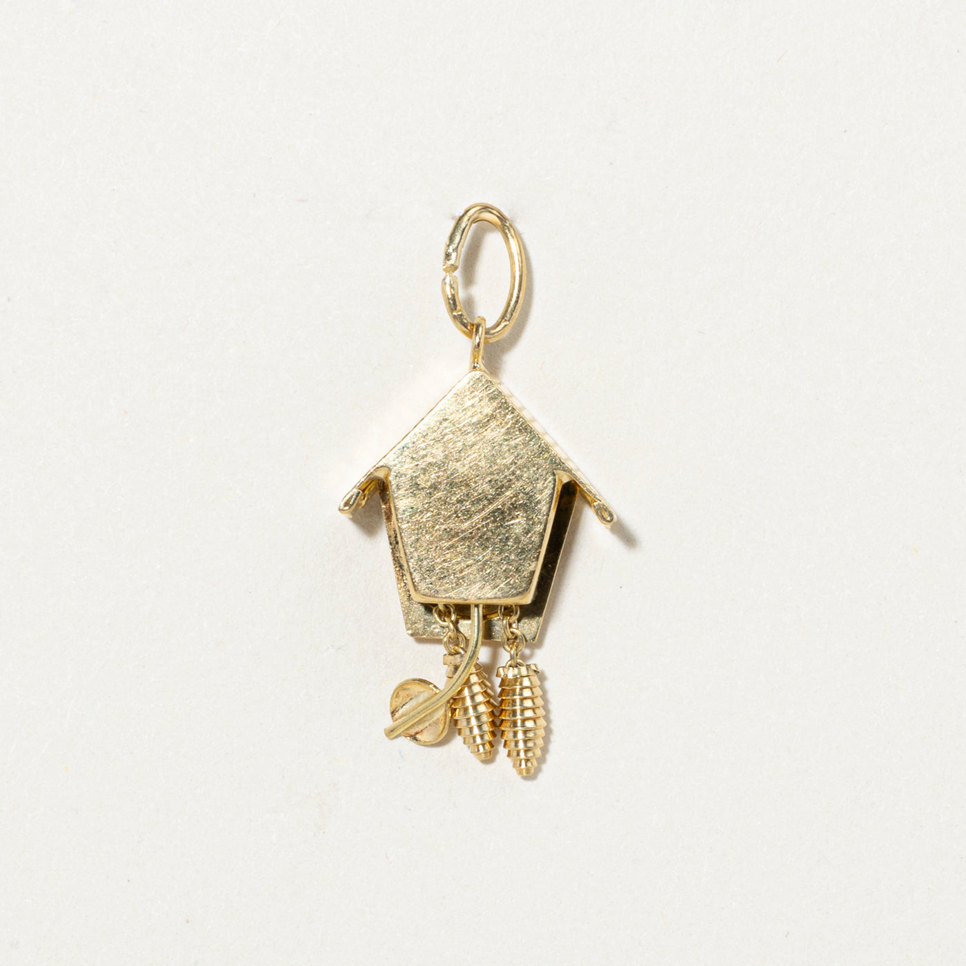 18k Yellow Gold Bird House Clock Charm