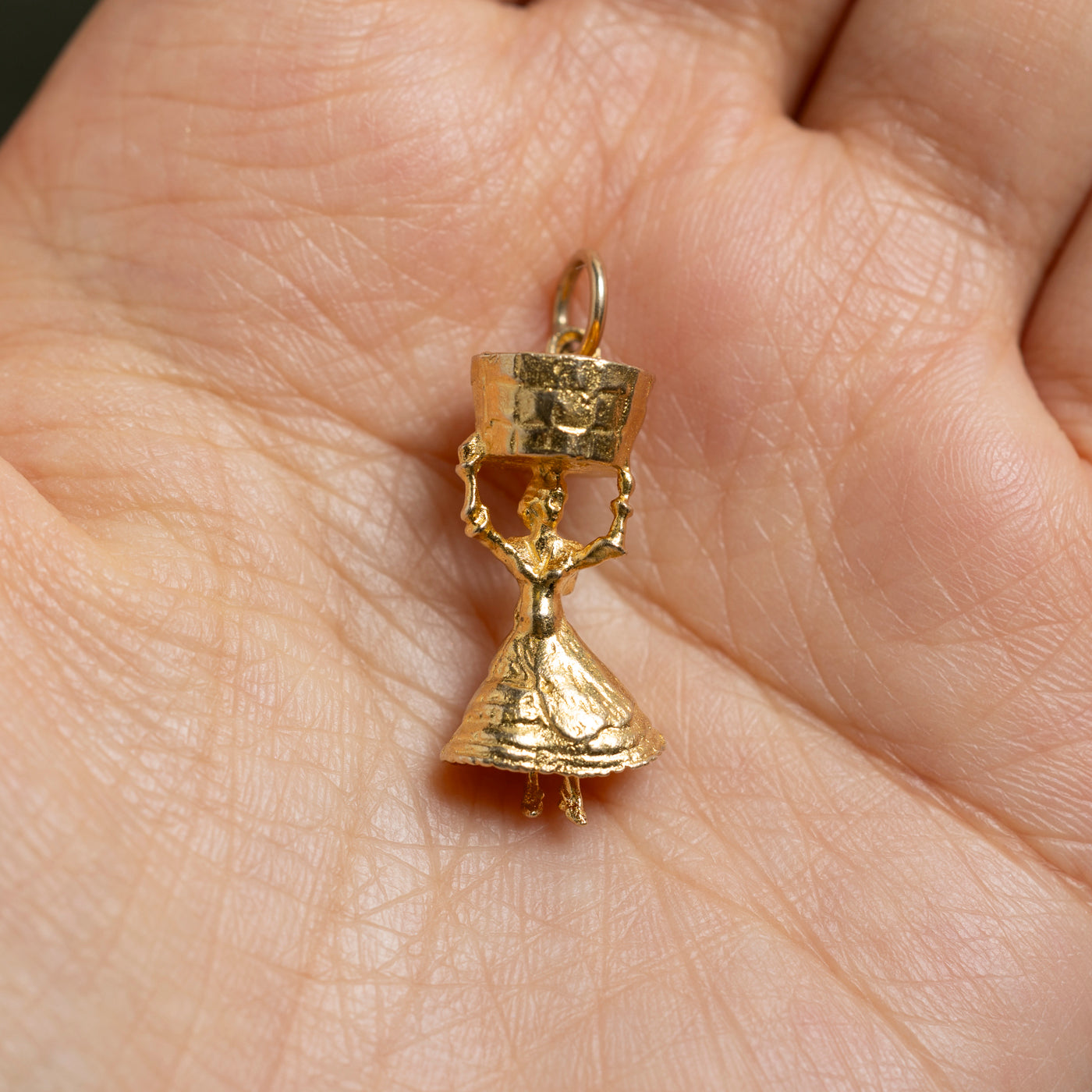 10k Yellow Gold Girl with Basket Charm