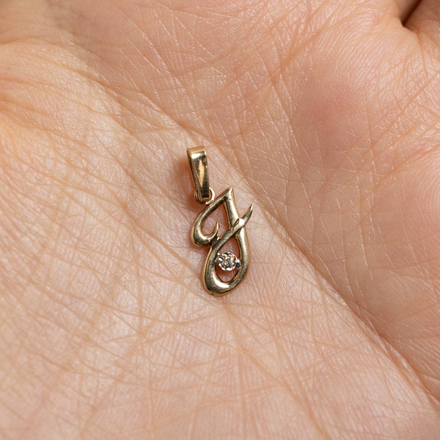 10k Diamond "J" Initial Pendant