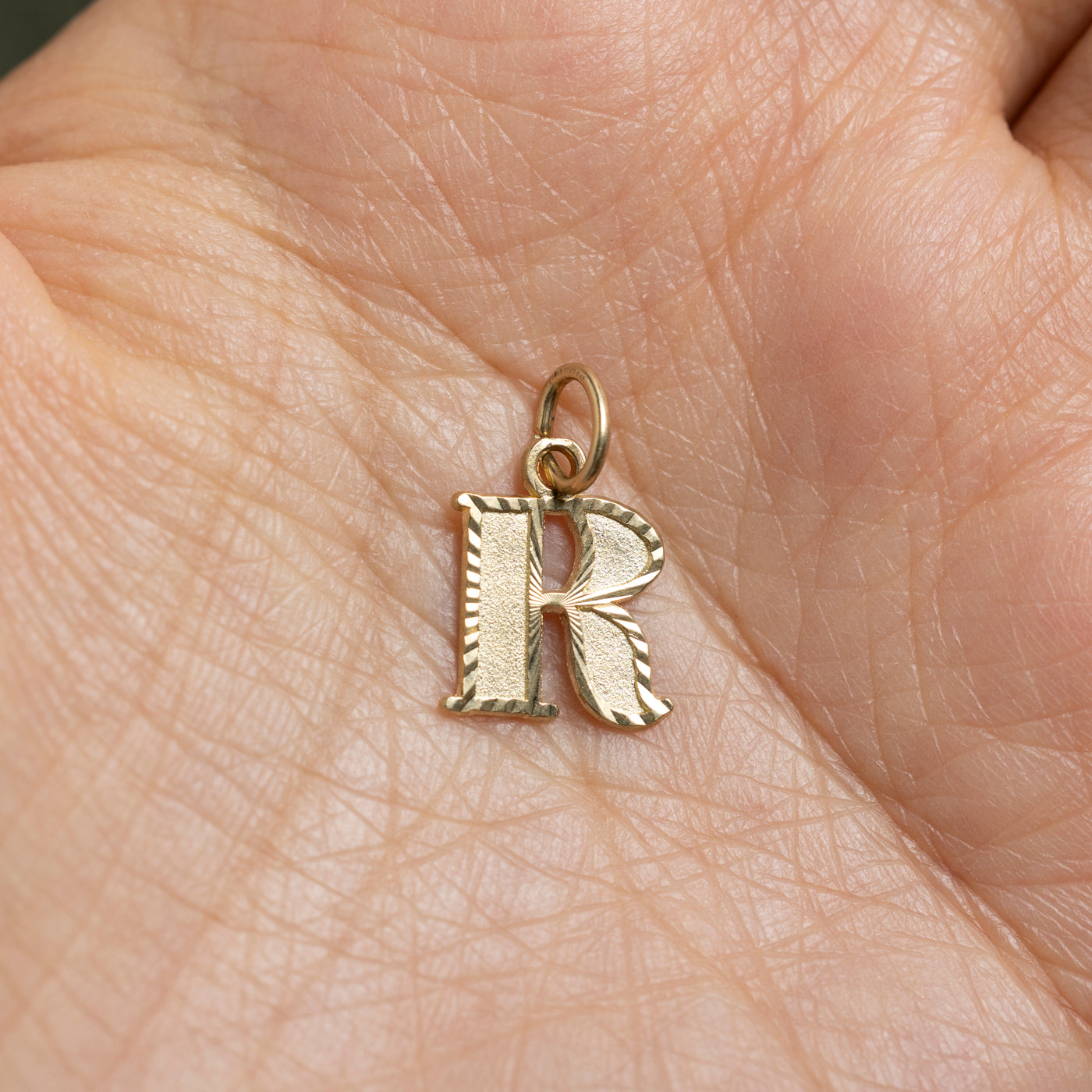 10k Yellow Gold "R" Initial Charm