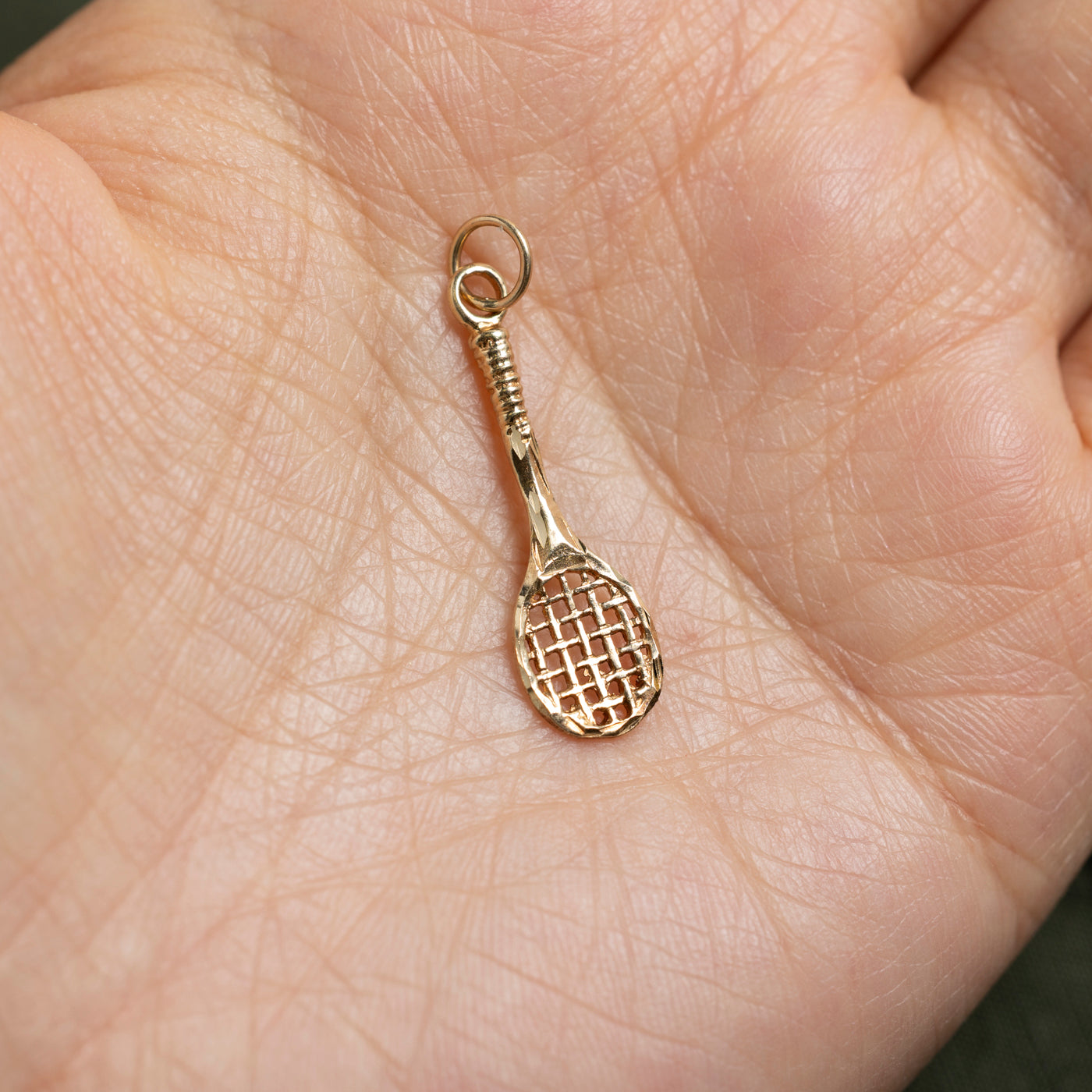 14k Yellow Gold Tennis Racket Charm