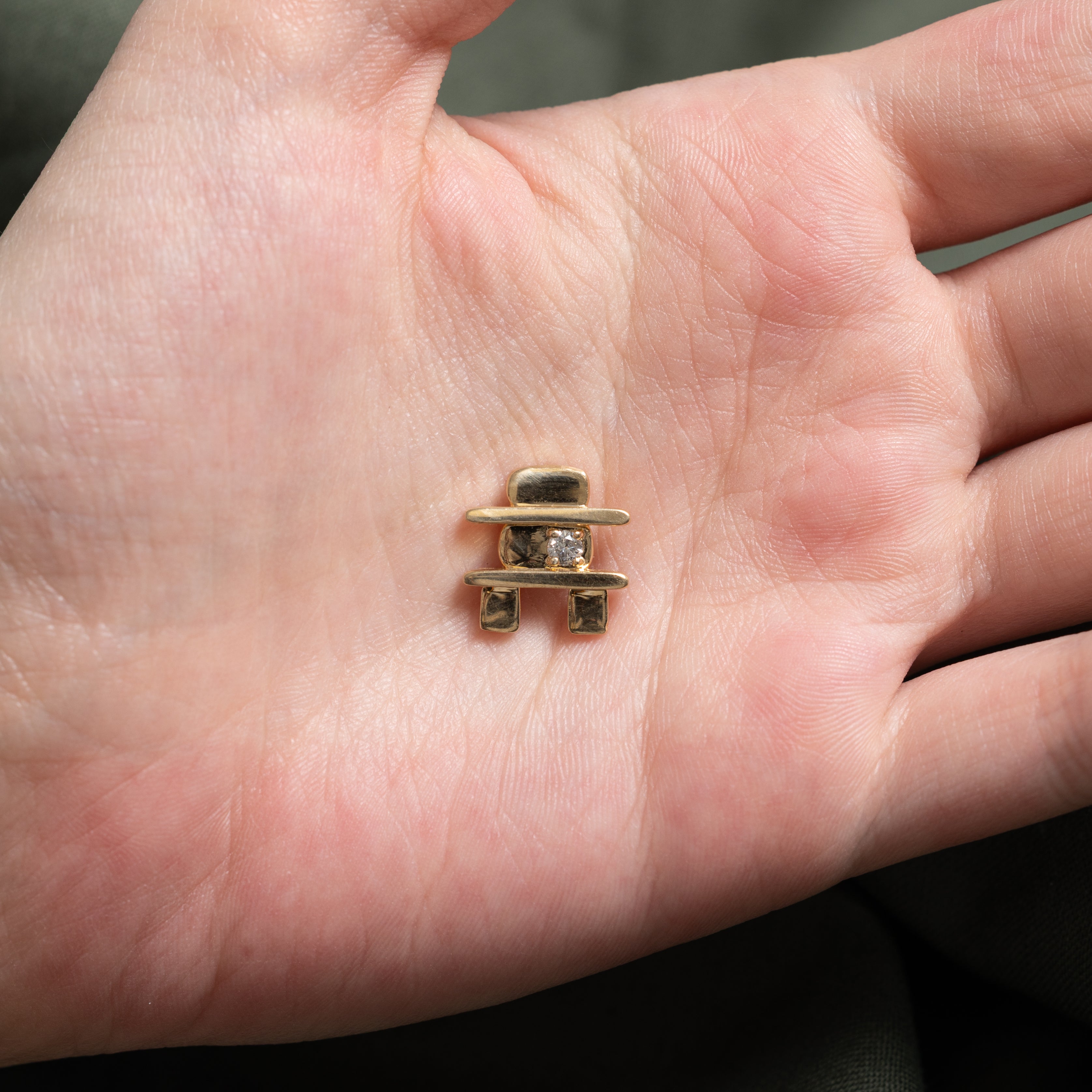 10k Single Stone Diamond Inukshuk Charm | 0.08ct