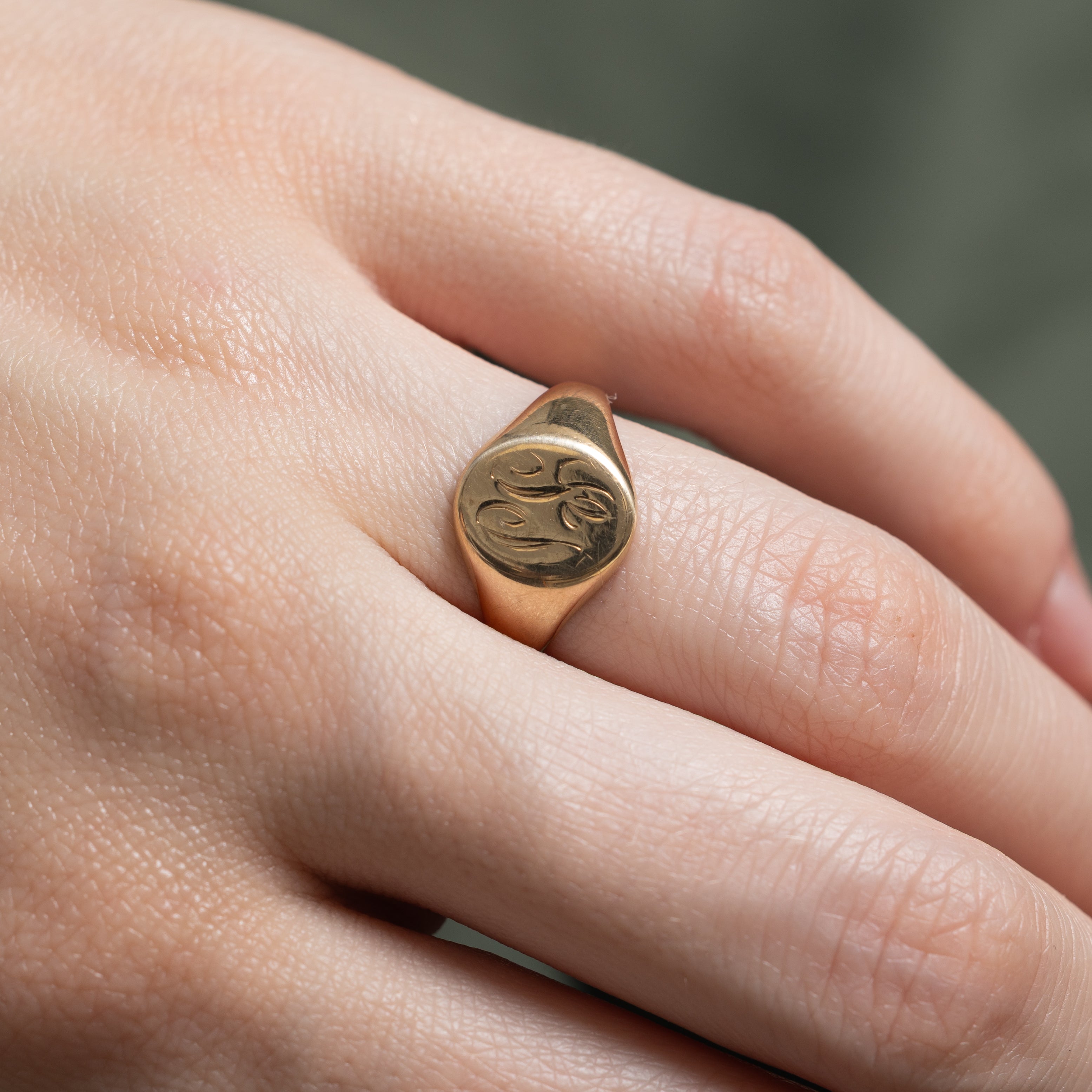 'Birks' 10k Yellow Gold "SJ" Initial Signet Ring | SZ 4.5