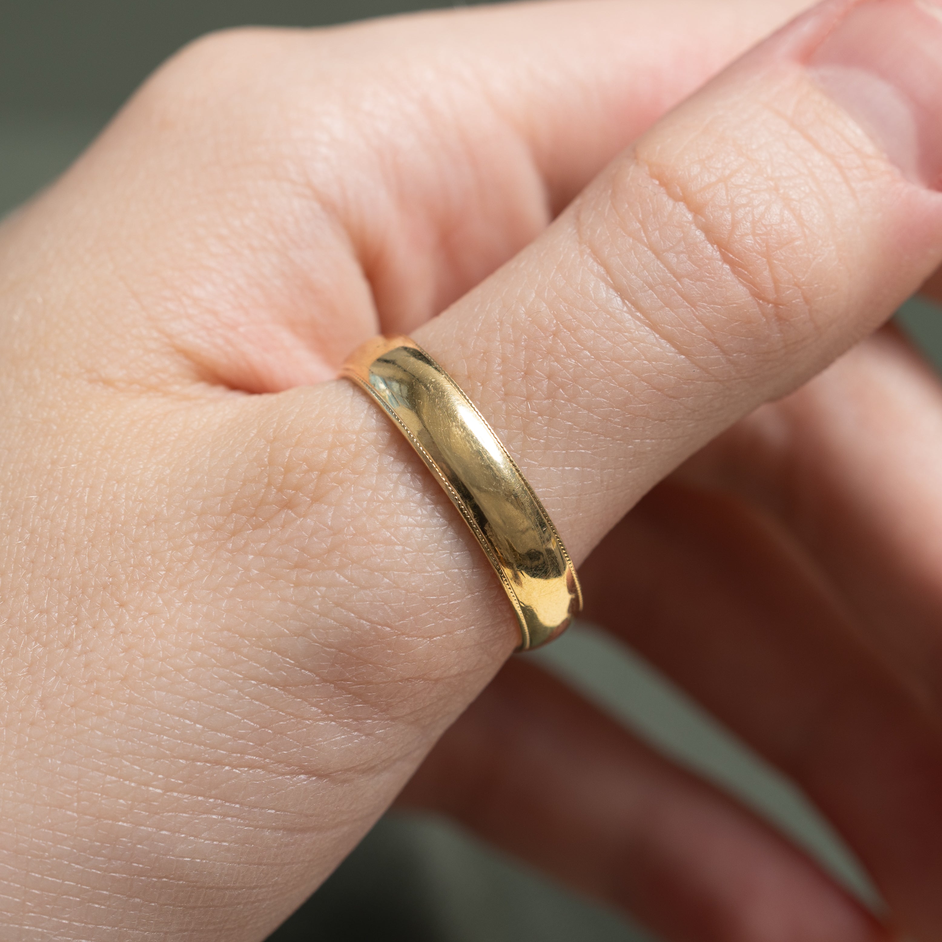'Birks' 18k Yellow Gold Milgrain Band | 5mm | SZ 11.75