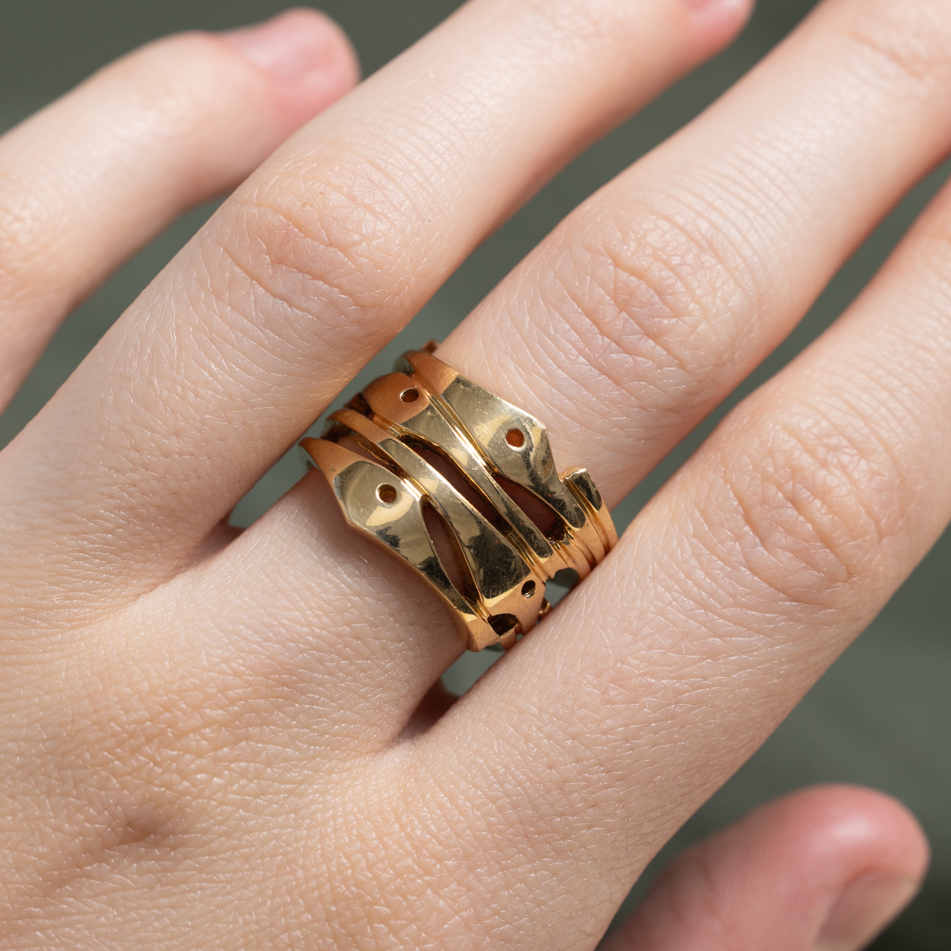 'Birks' 18k Yellow Gold Chunky Openwork Ring | 15mm | SZ 7
