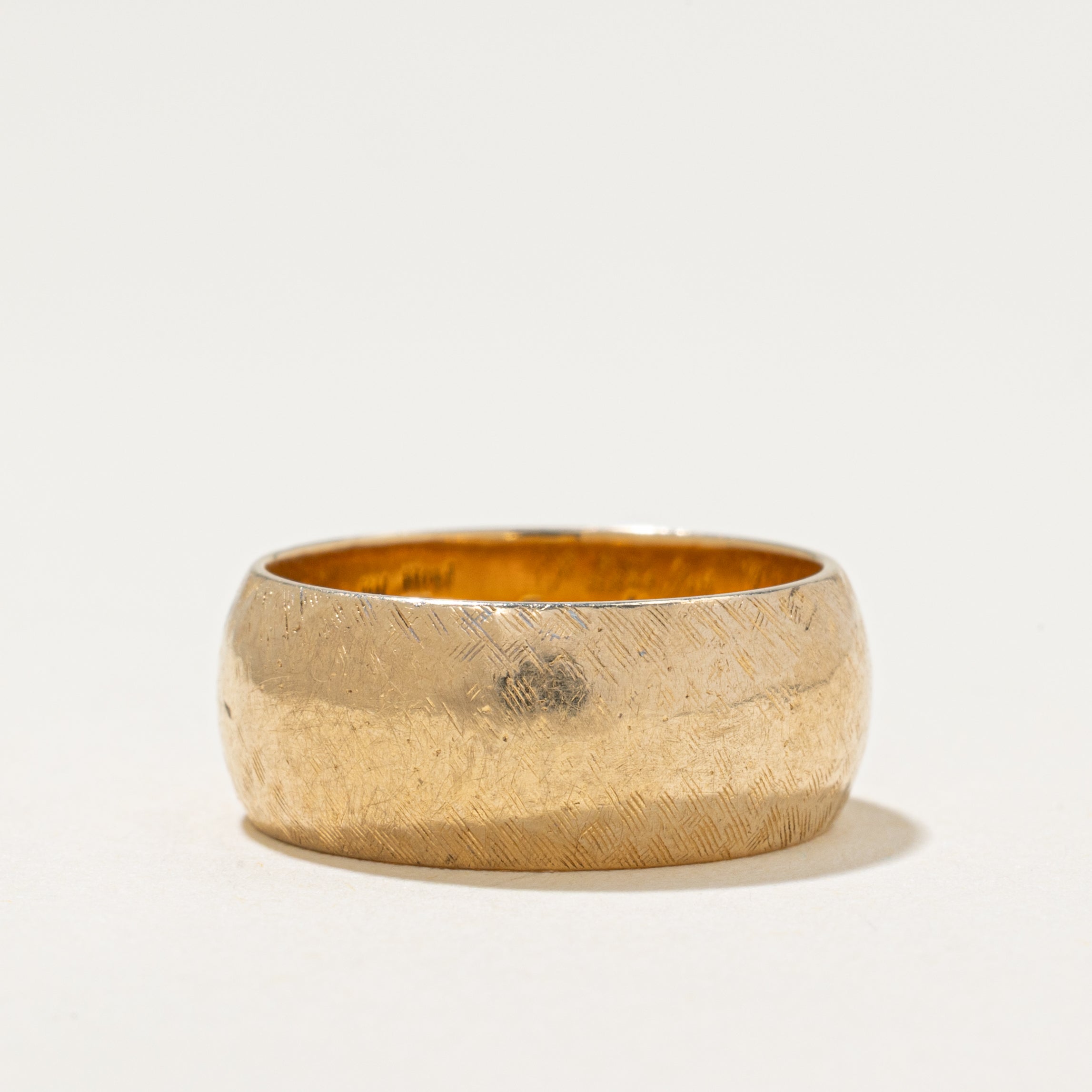 'Birks' 14k Yellow Gold Textured Cigar Band | 7.5mm | SZ 5