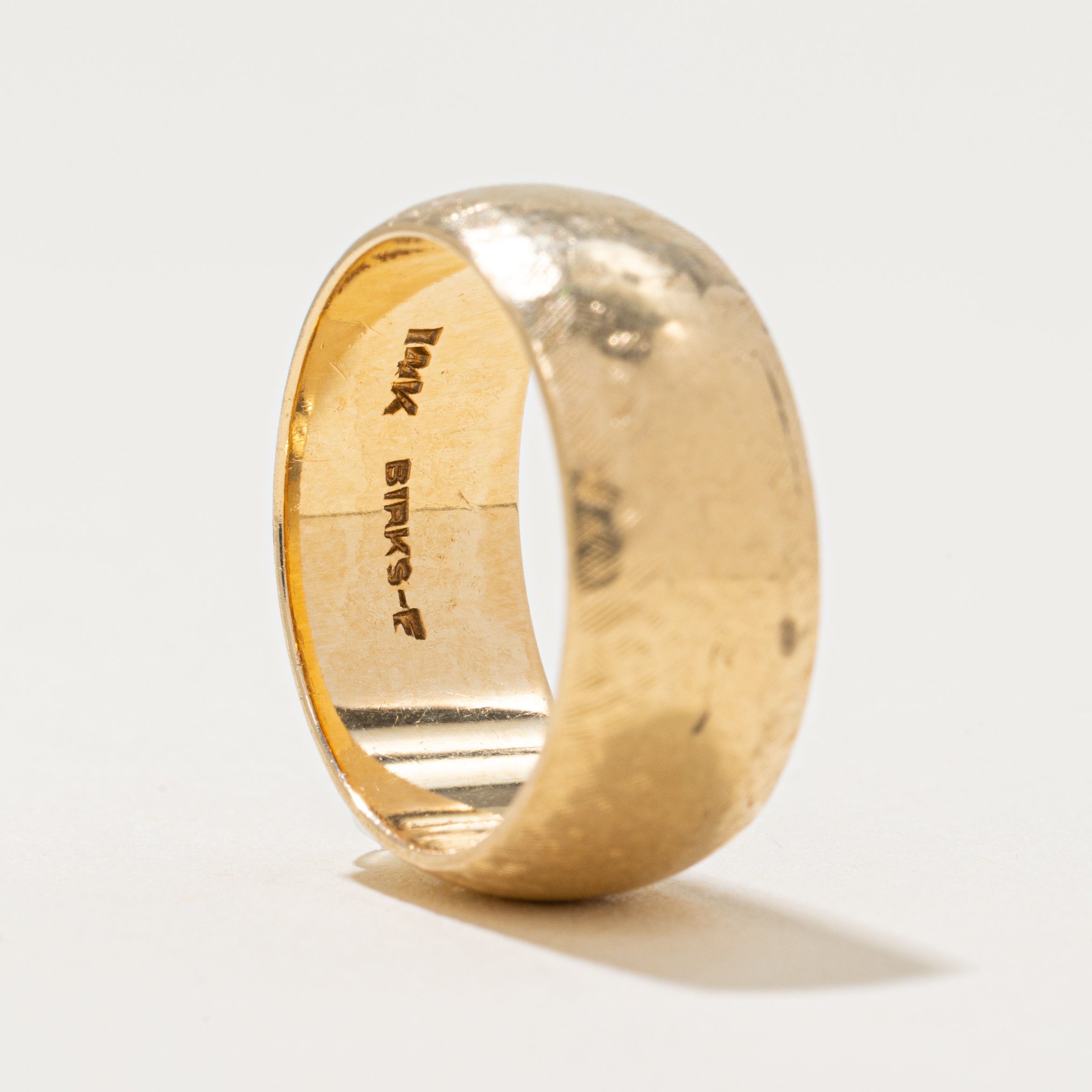 'Birks' 14k Yellow Gold Textured Cigar Band | 7.5mm | SZ 5