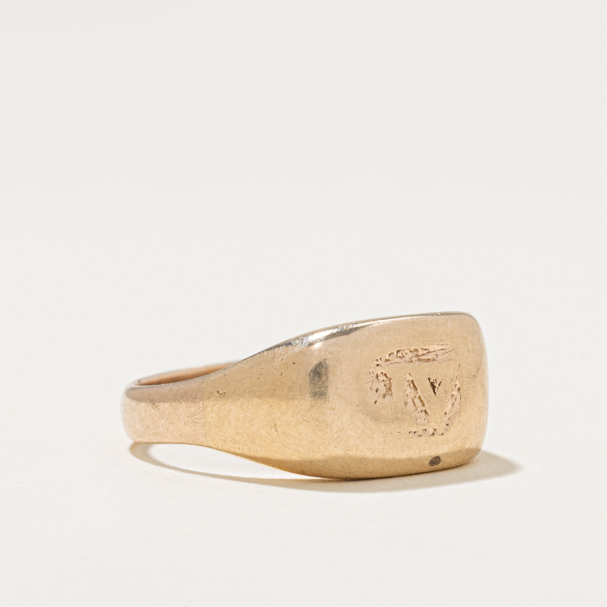 'Birks' 10k Yellow Gold Numeral "IV" Signet Ring | 4.87 | SZ 6