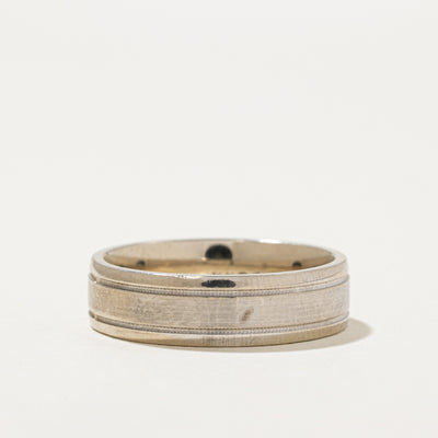 'Birks' 14k White Gold Milgrain Band | 6mm | SZ 9.5