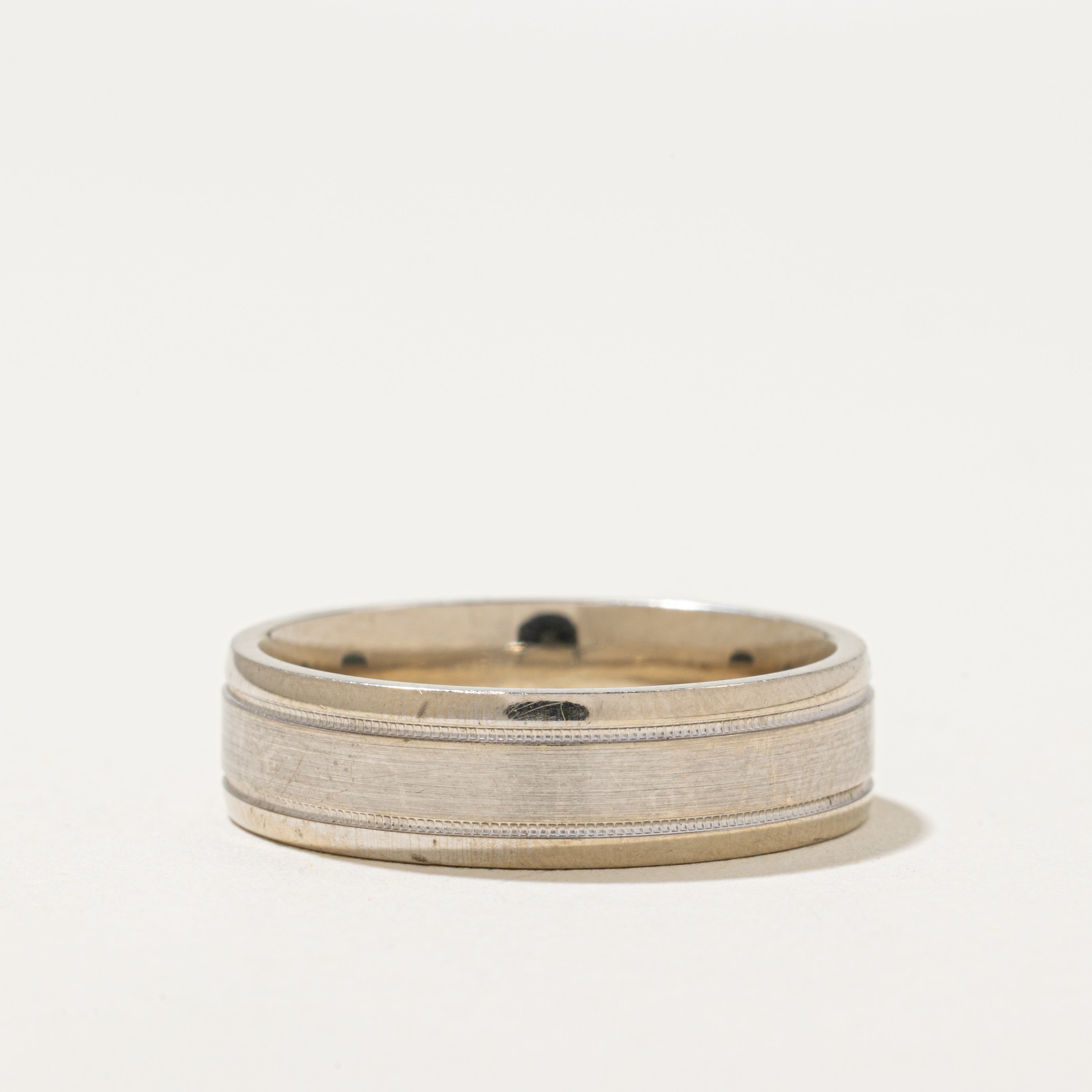 'Birks' 14k White Gold Milgrain Band | 6mm | SZ 9.5