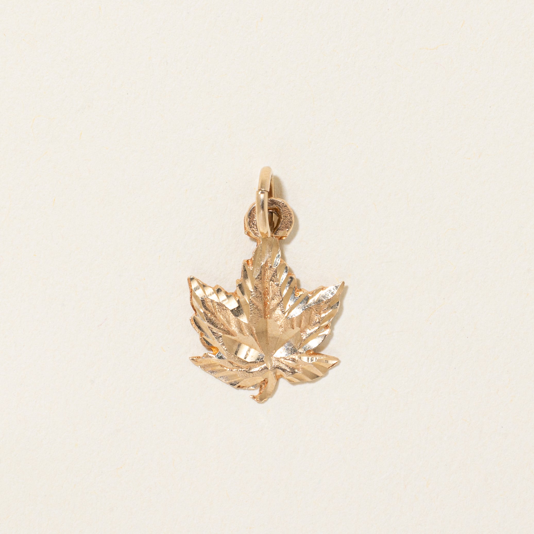 10k Yellow Gold Diamond Cut Maple Leaf Charm