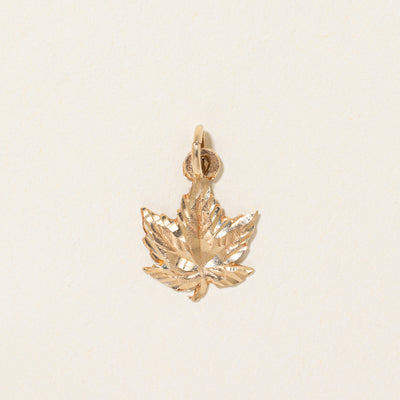 10k Yellow Gold Diamond Cut Maple Leaf Charm