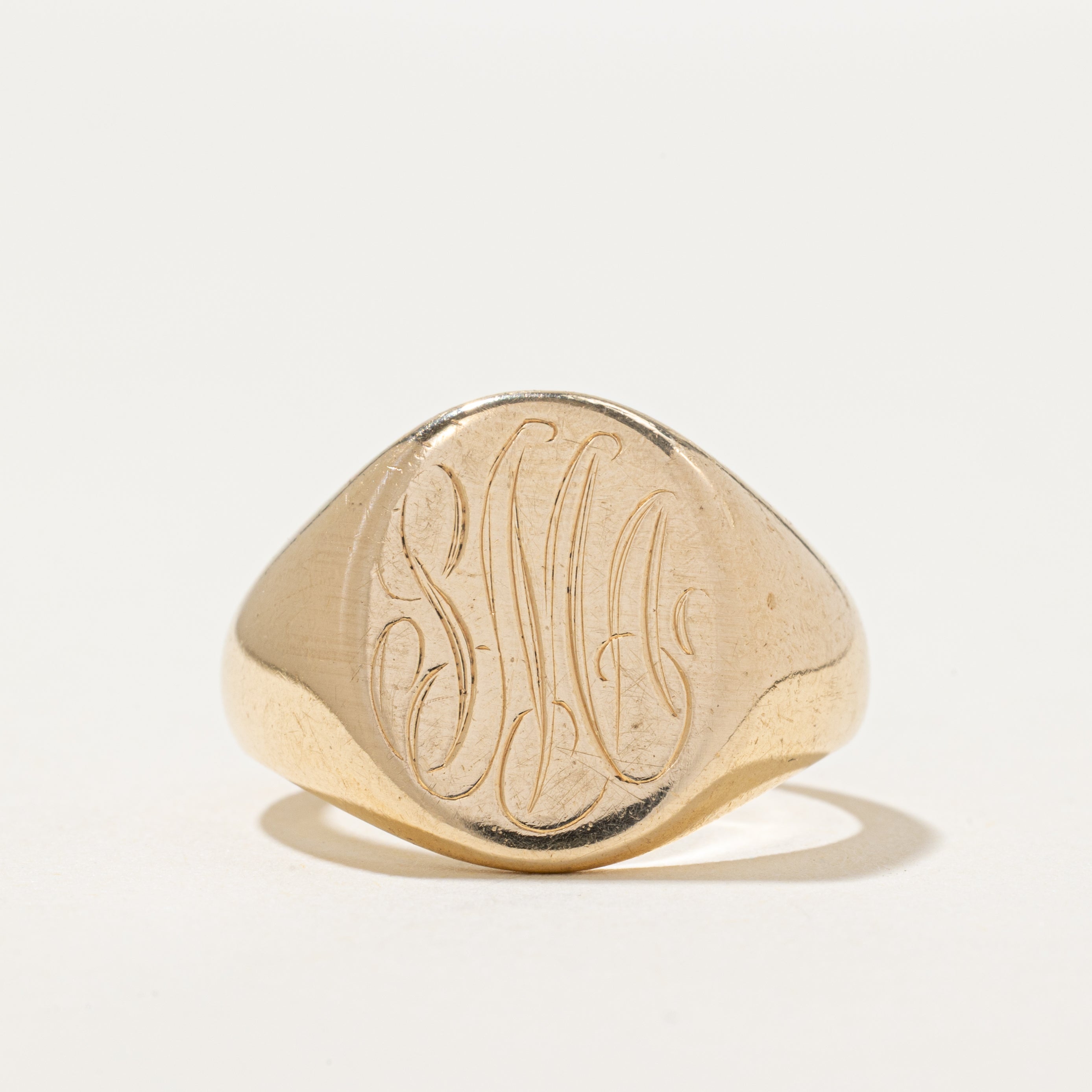 'Birks' 14k Yellow Gold "SMA" Initial Signet Ring | SZ 7.75