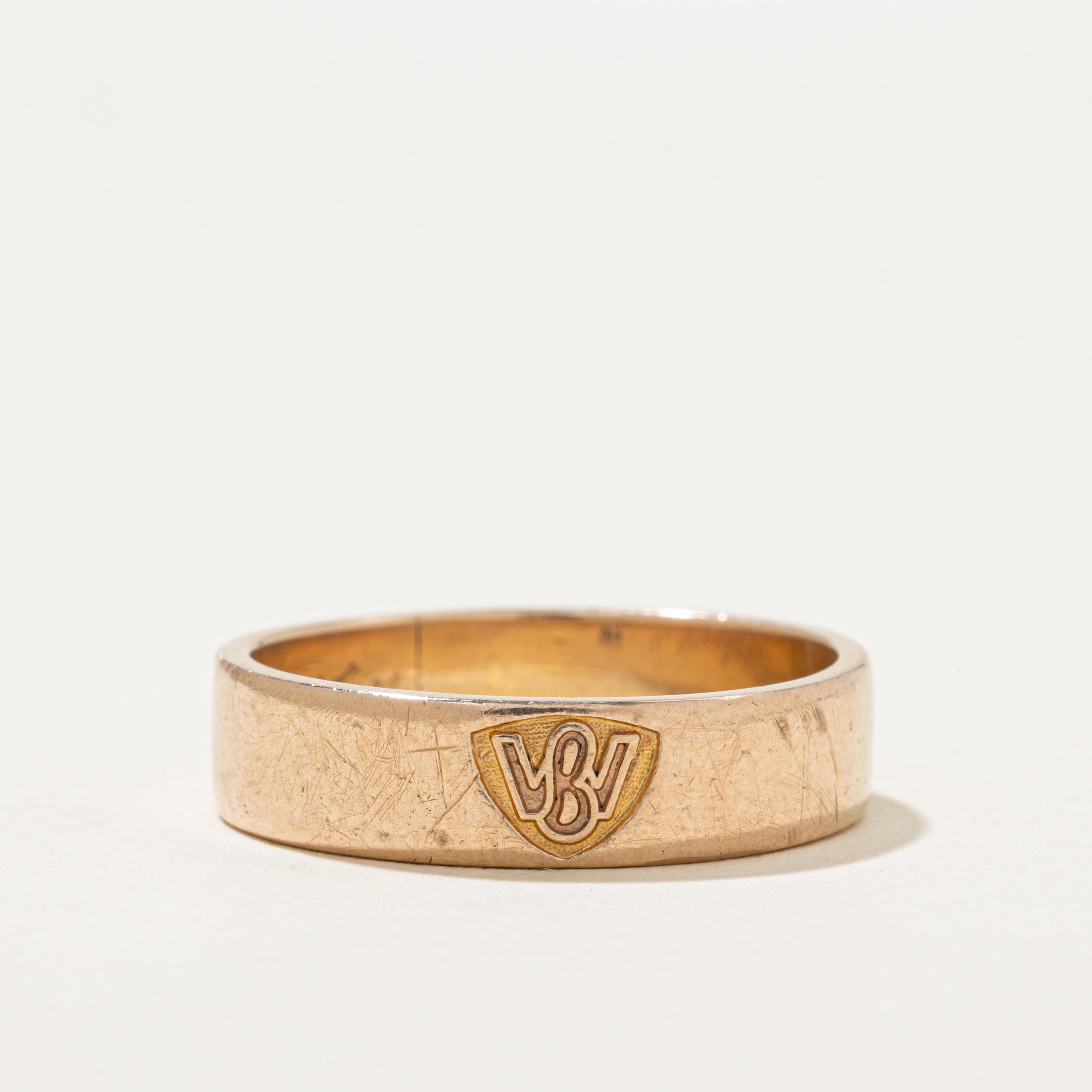'Birks' 10k Yellow Gold Initialized Band | 5.75mm | SZ 10.5