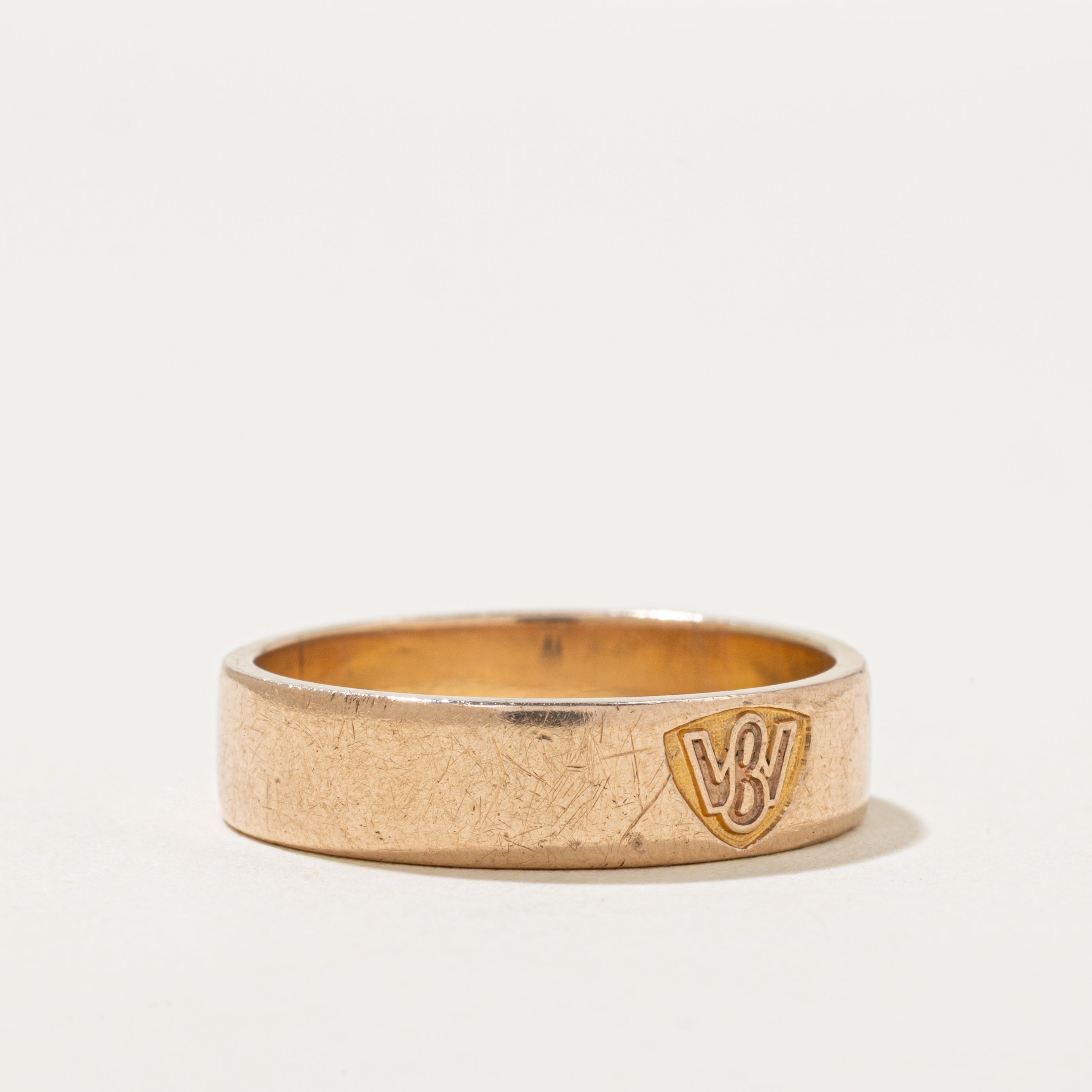 'Birks' 10k Yellow Gold Initialized Band | 5.75mm | SZ 10.5