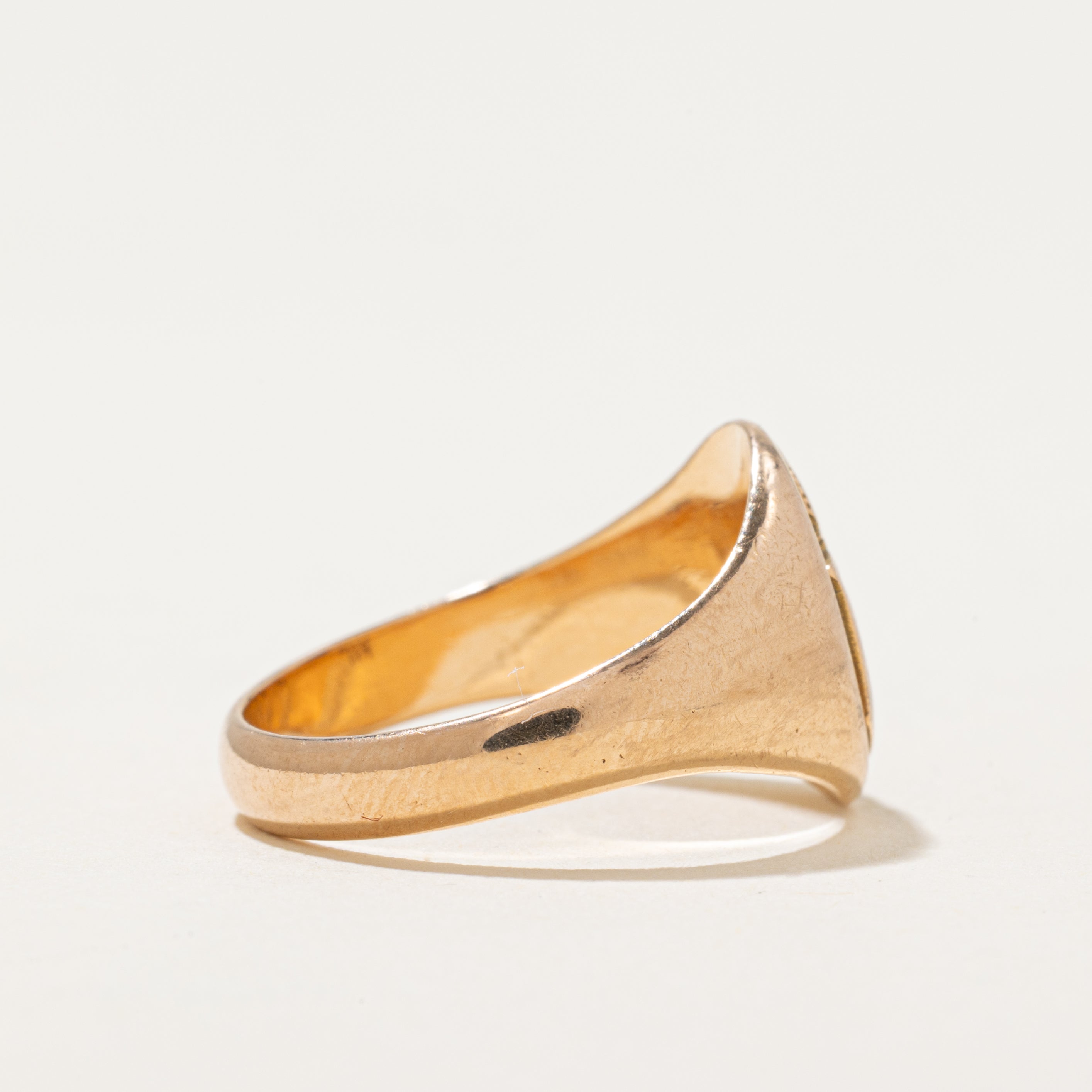 'Birks' 14k Yellow Gold Lamp Crest Signet Ring | SZ 6.5