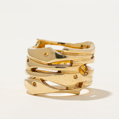 'Birks' 18k Yellow Gold Chunky Openwork Ring | 15mm | SZ 7