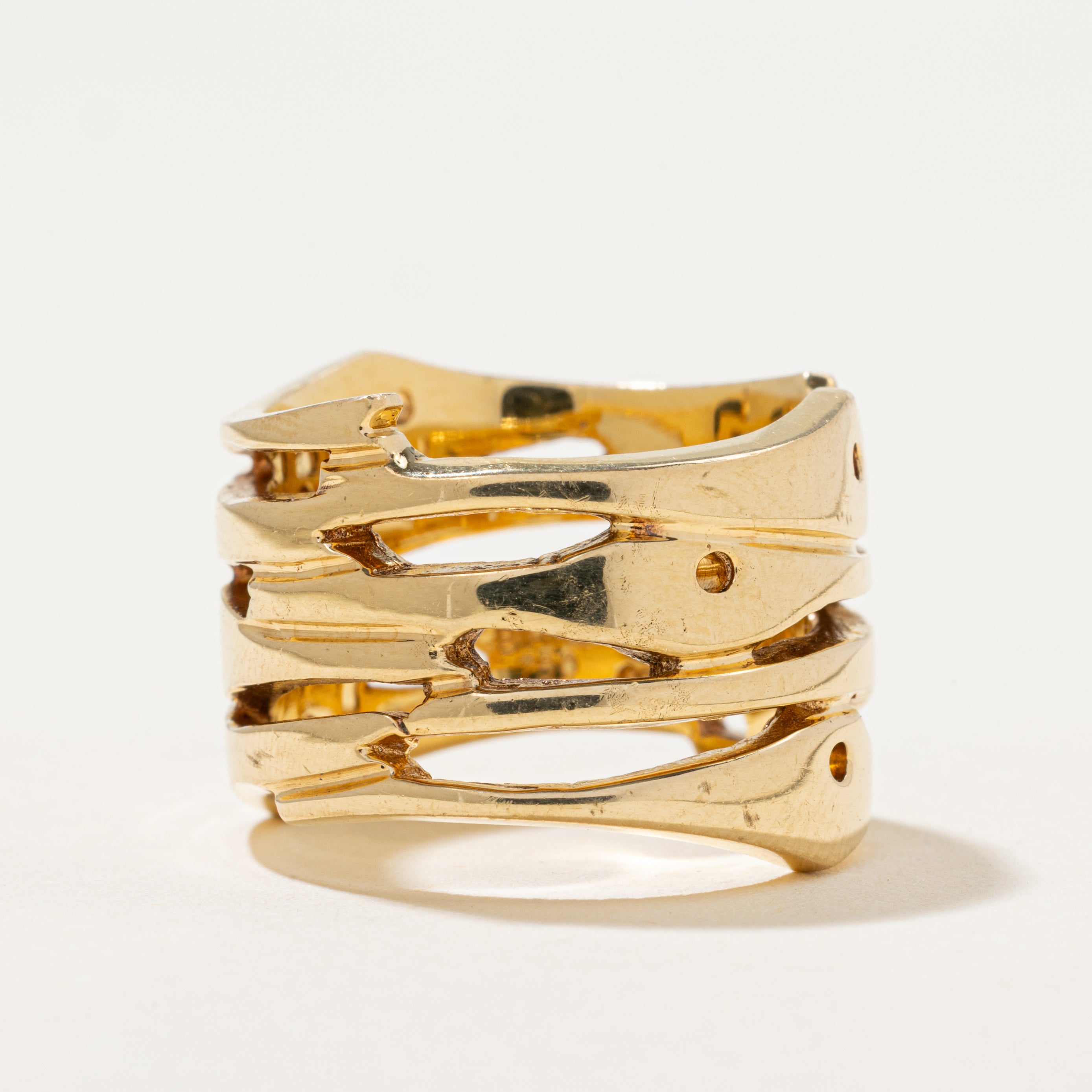 'Birks' 18k Yellow Gold Chunky Openwork Ring | 15mm | SZ 7