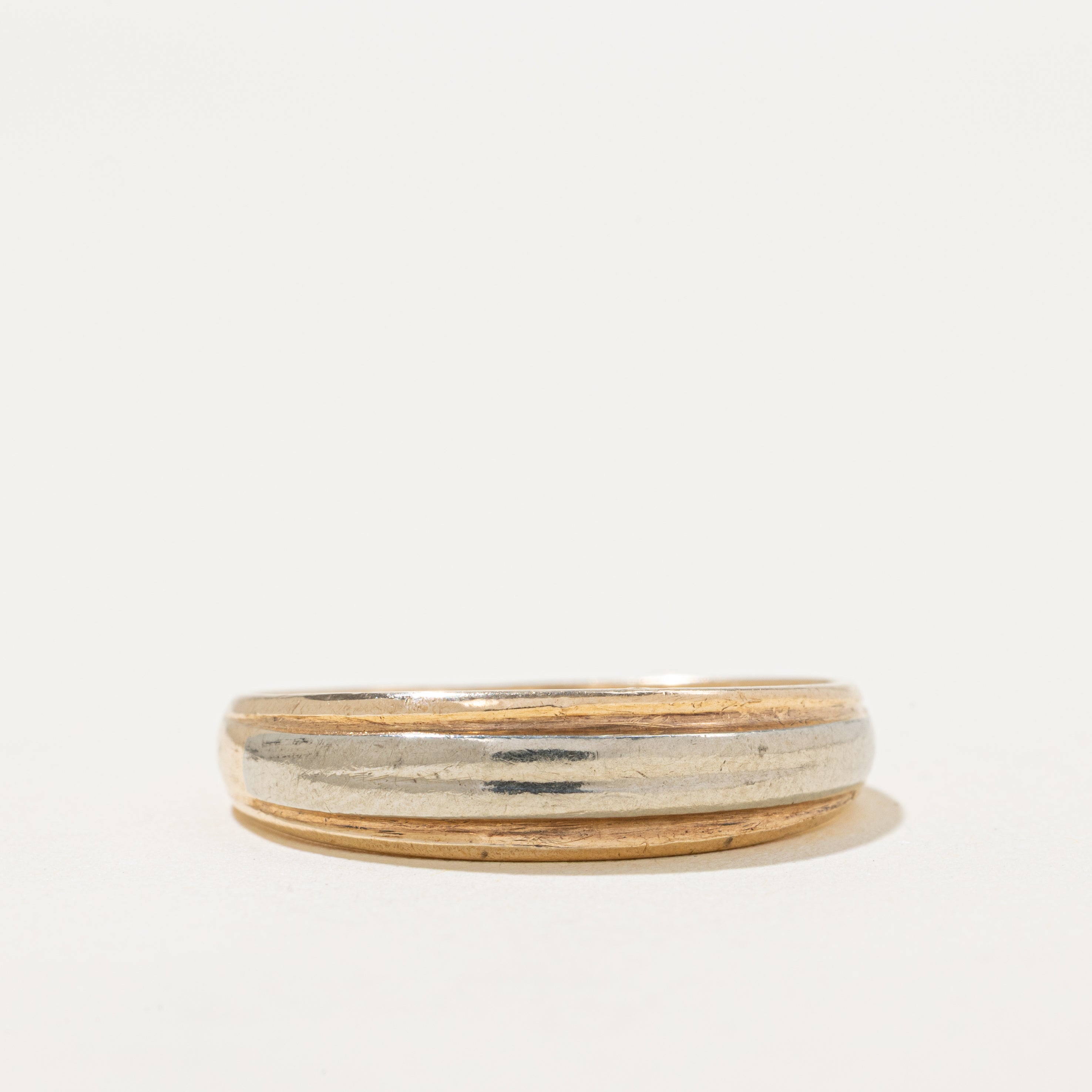 'Birks' 10k Two Tone Gold Grooved Ring | SZ 9.5
