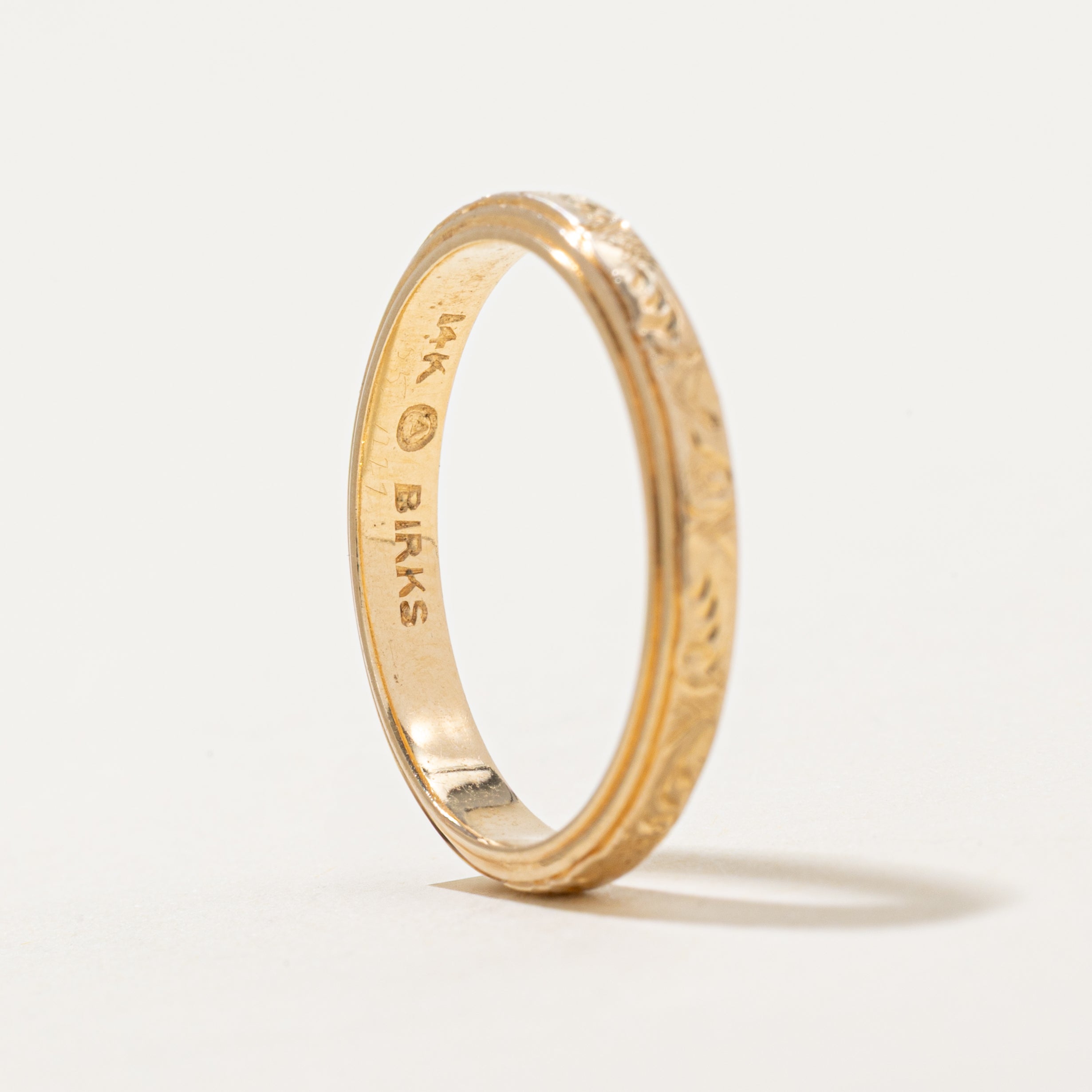 'Birks' 14k Yellow Gold Textured Band | SZ 5