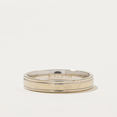 'Birks' 18k White Gold Grooved Band | 4mm | SZ 9.75