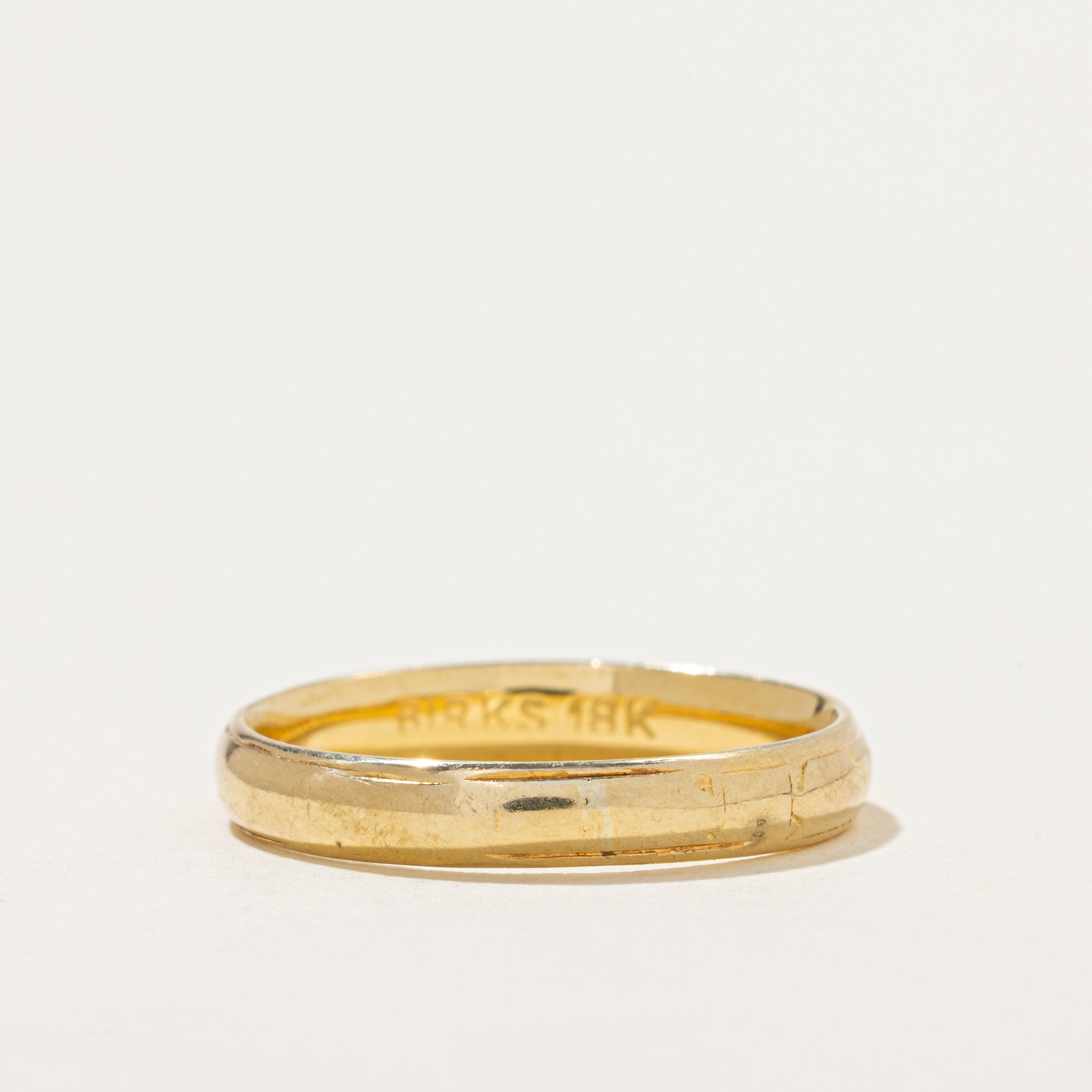 'Birks' 18k Yellow Gold Grooved Band | 3.5mm | SZ 7