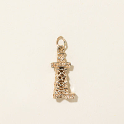 10k Yellow Gold Calgary Oil Derrick Building Charm