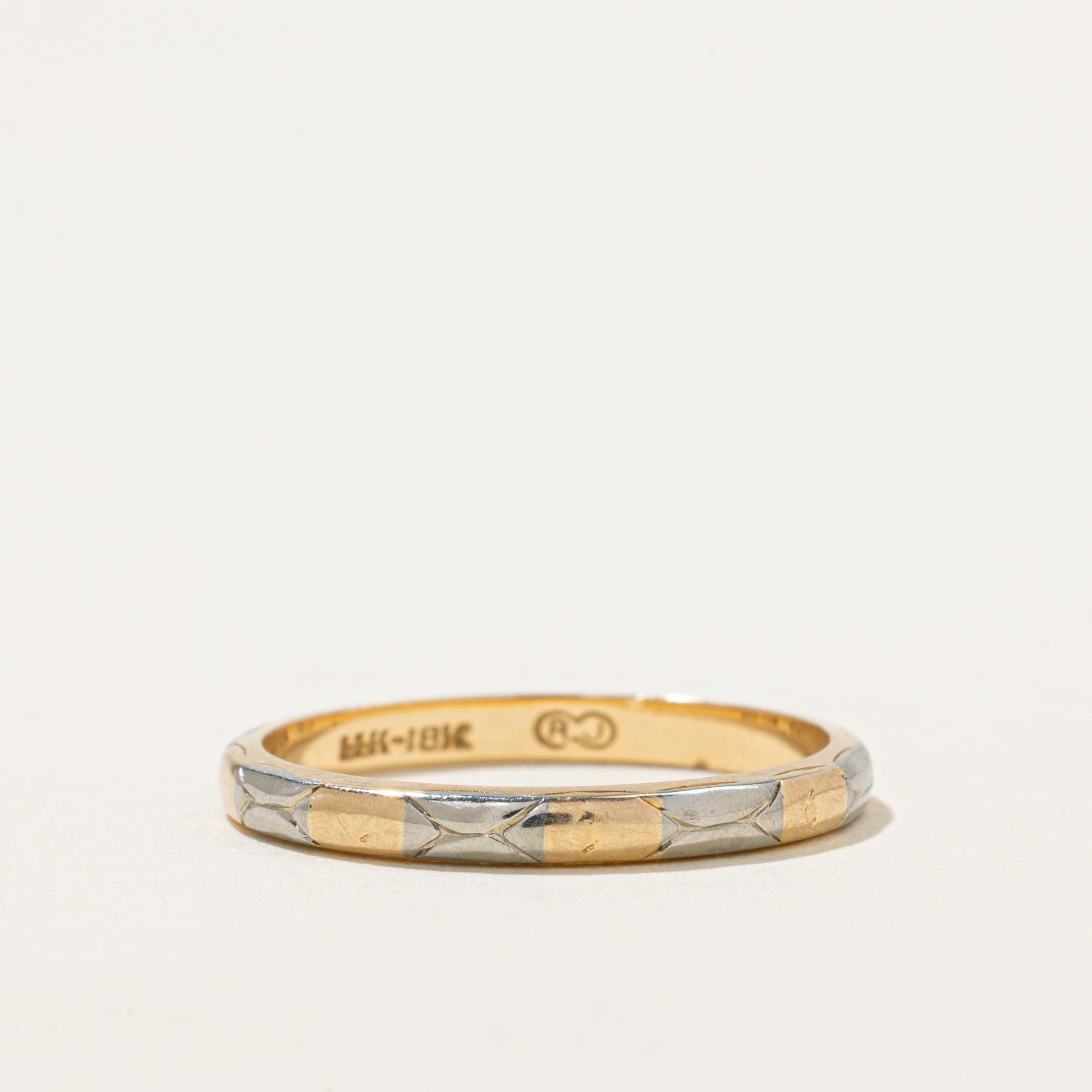 Alliance bicolore en or 14-18 carats | 2,2 mm | Taille 6,5