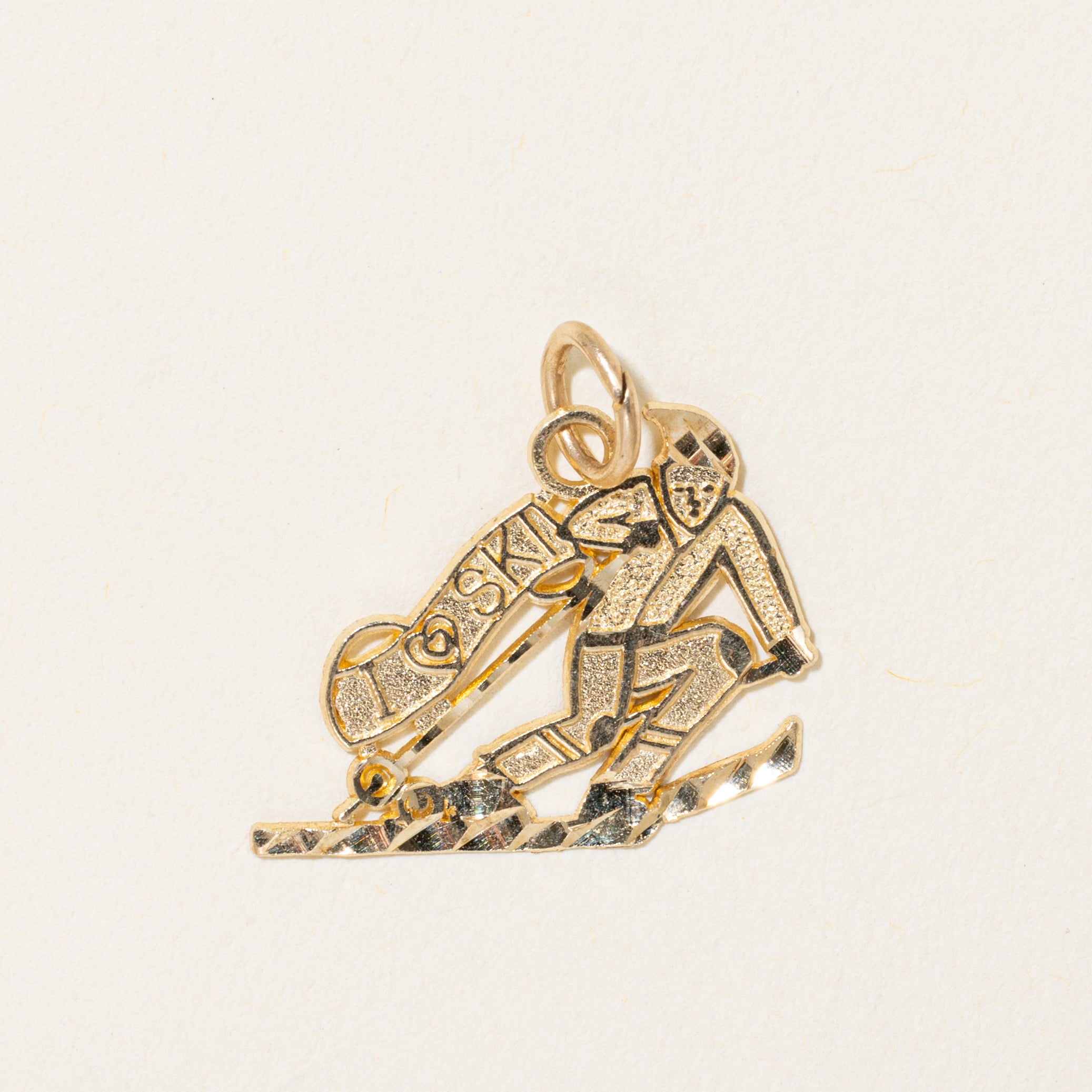 10k Yellow Gold "I Heart Ski" Charm
