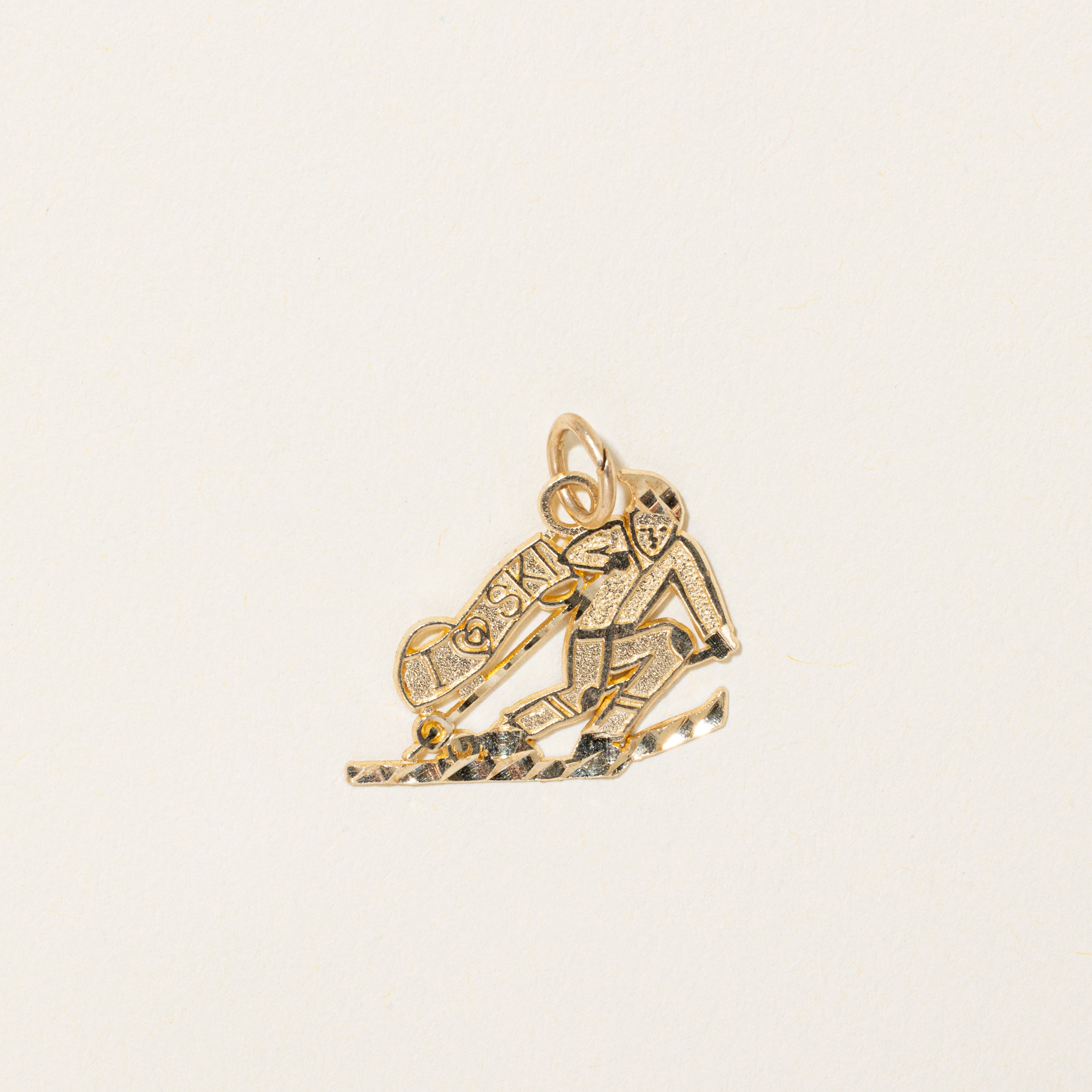 10k Yellow Gold "I Heart Ski" Charm