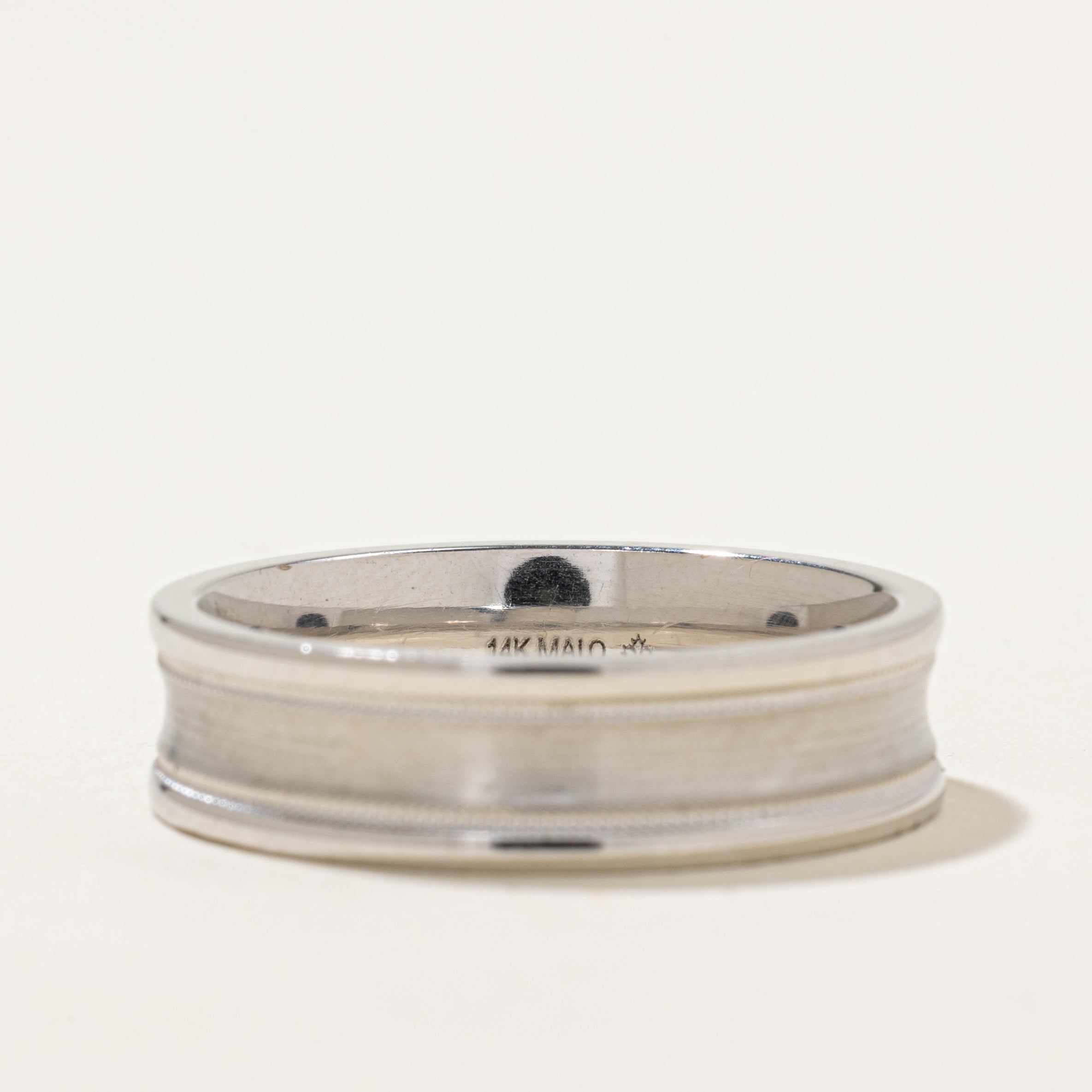 14k White Gold Milgrained Band | 6.25mm | SZ 10