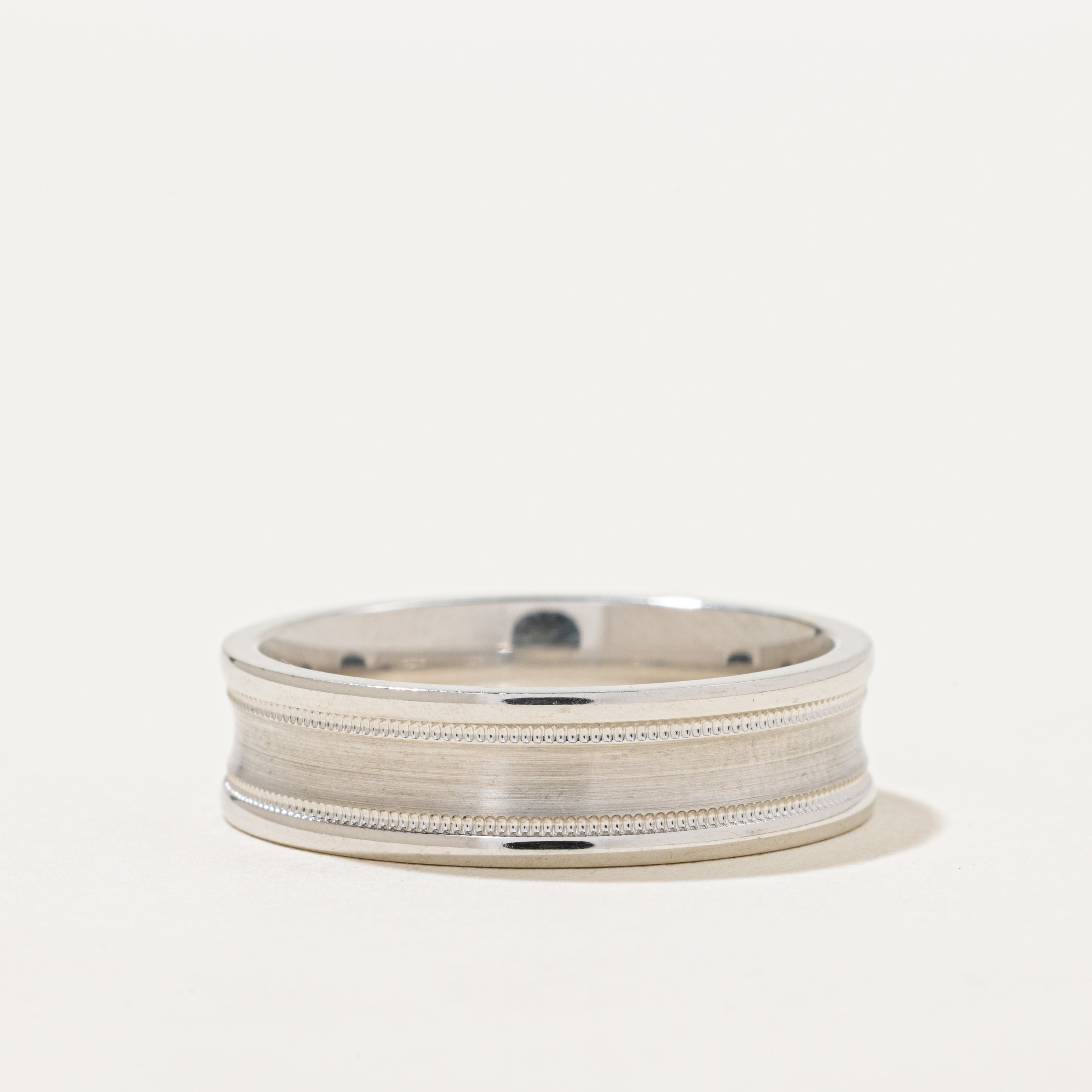 14k White Gold Milgrained Band | 6.25mm | SZ 10