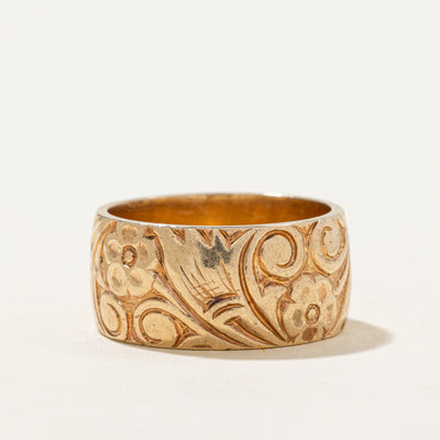 Vintage Canadian 10k Floral Engraved Cigar Band | 9mm | SZ 5.75