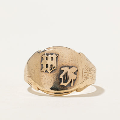 Vintage Canadian 10k Embossed Signet Ring | SZ 10.75