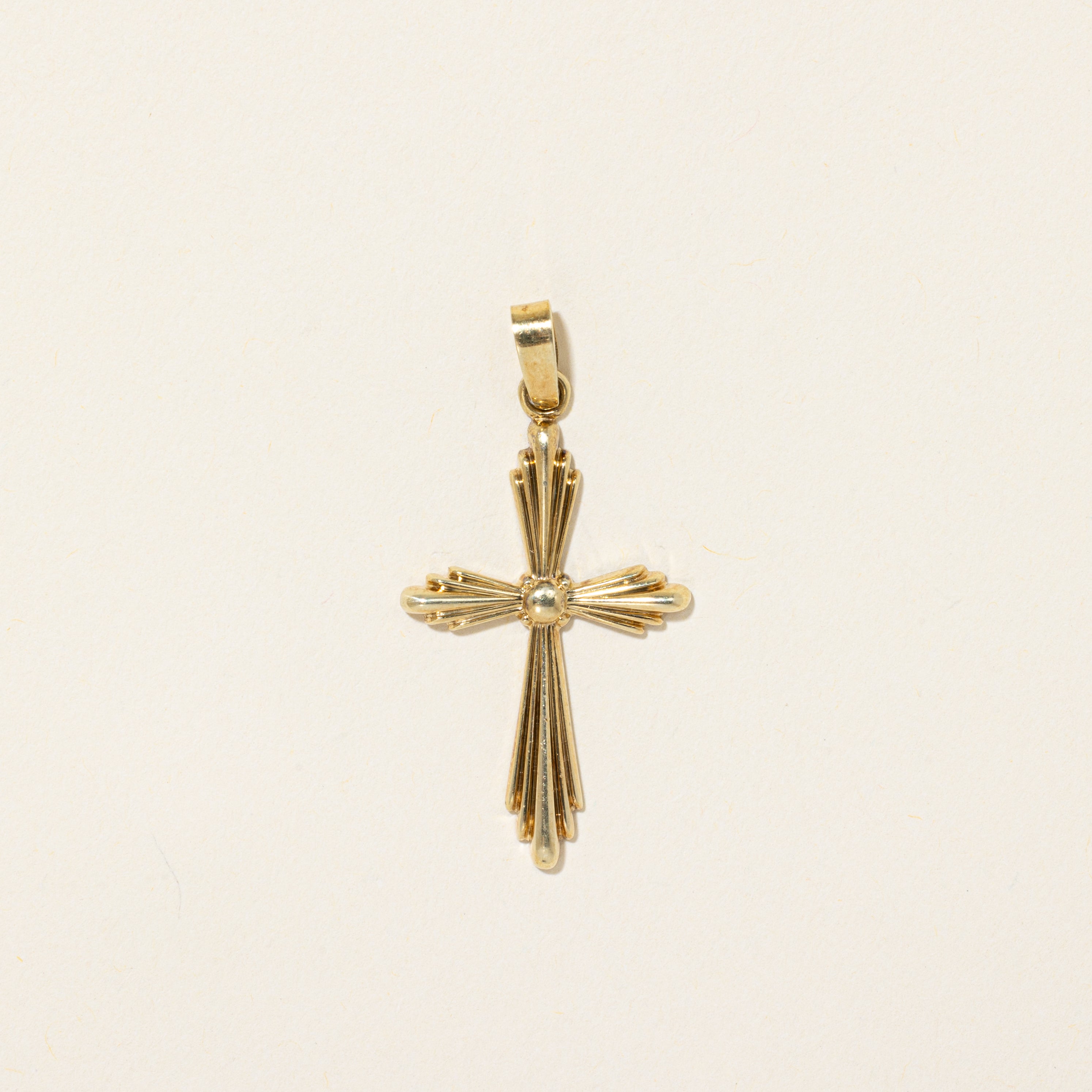 'Birks' 14k Yellow Gold Grooved Cross Pendant